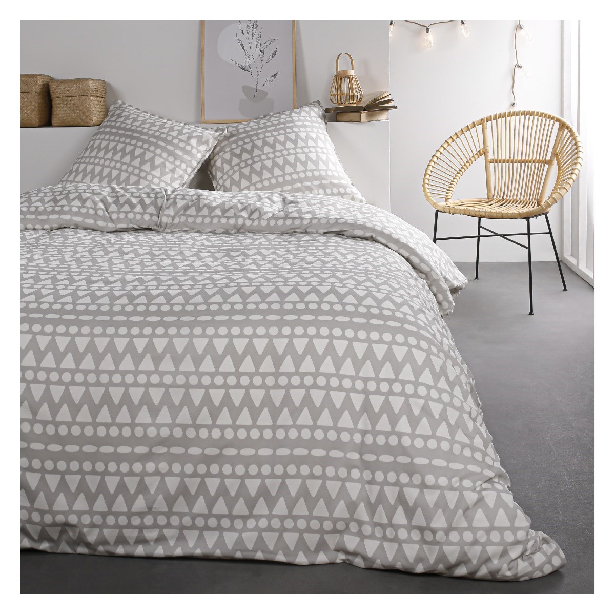 Ethnic printed cotton bedding set TODAY LINGE DE MAISON Grey