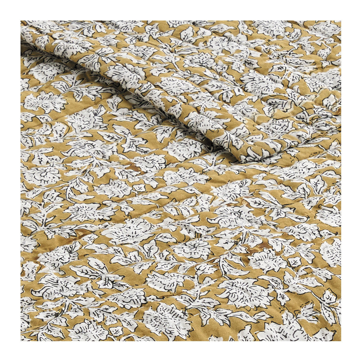 Couvre-lit éden en coton - 230 x 180 cm - safran BLANC D'IVOIRE Jaune