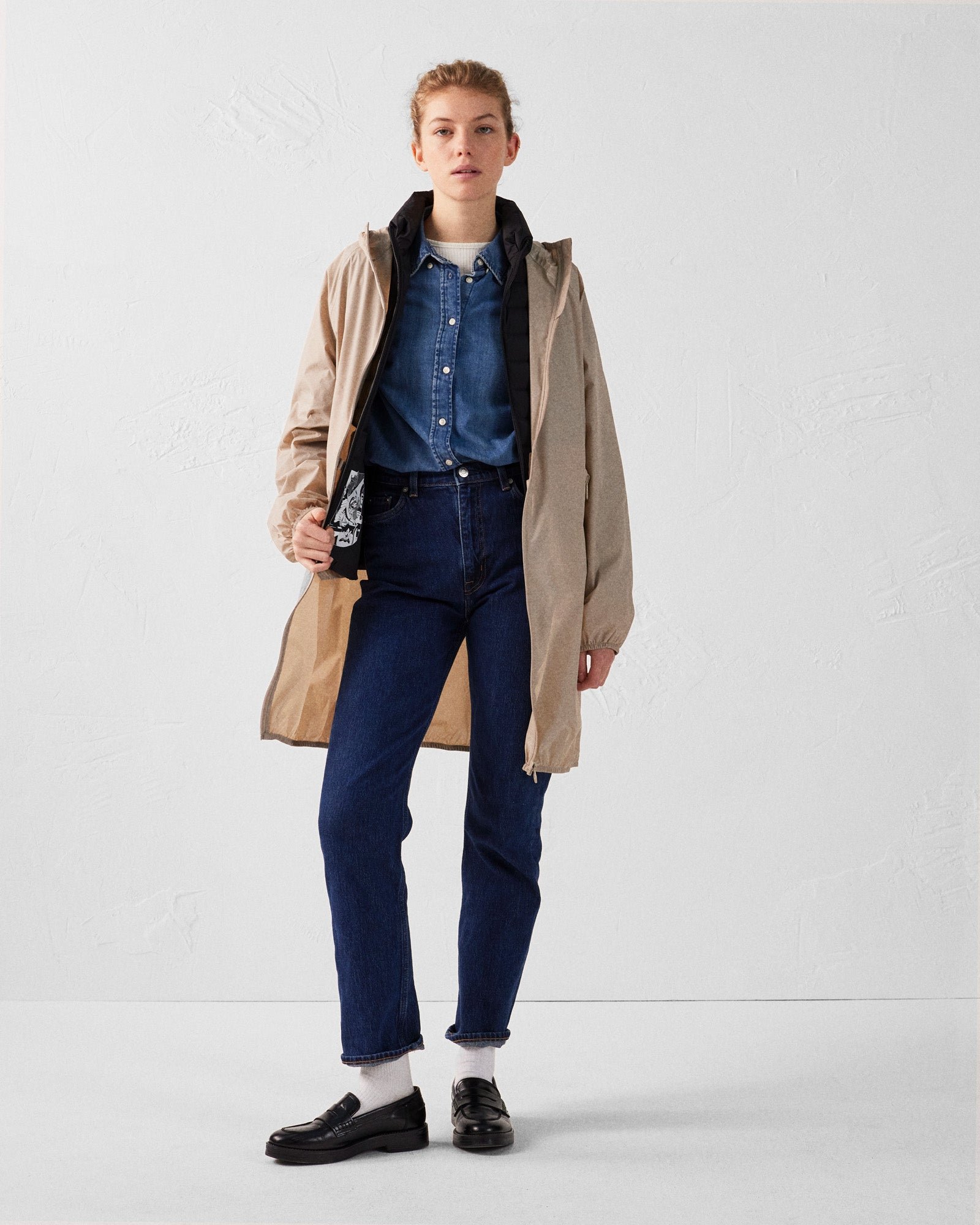 Glendale long hooded raincoat JOTT Beige