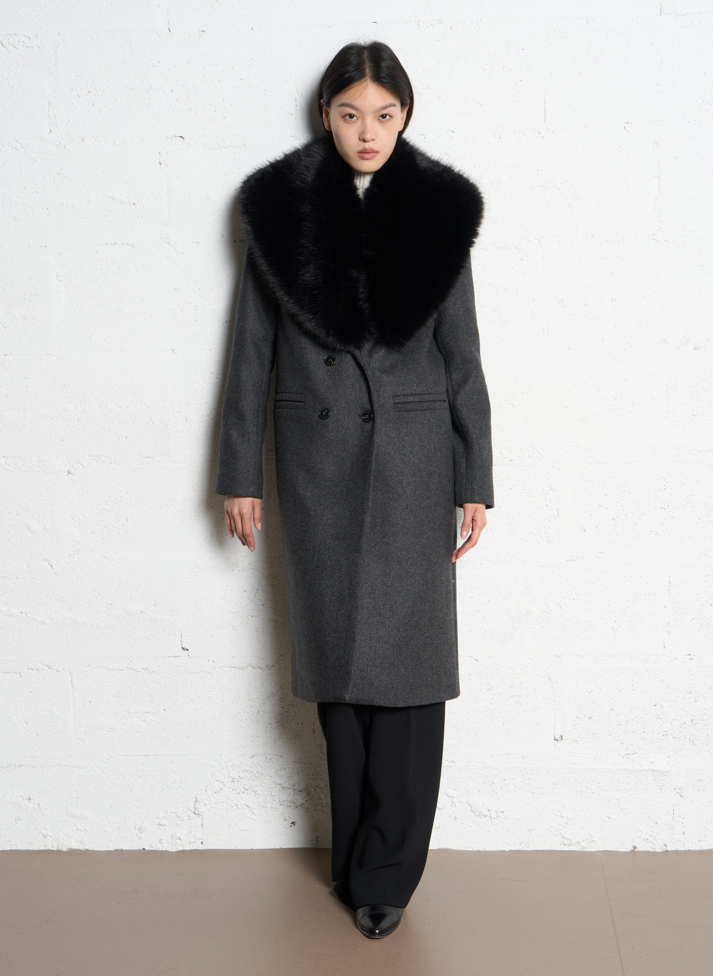Long wool blend coat IKKS Grey