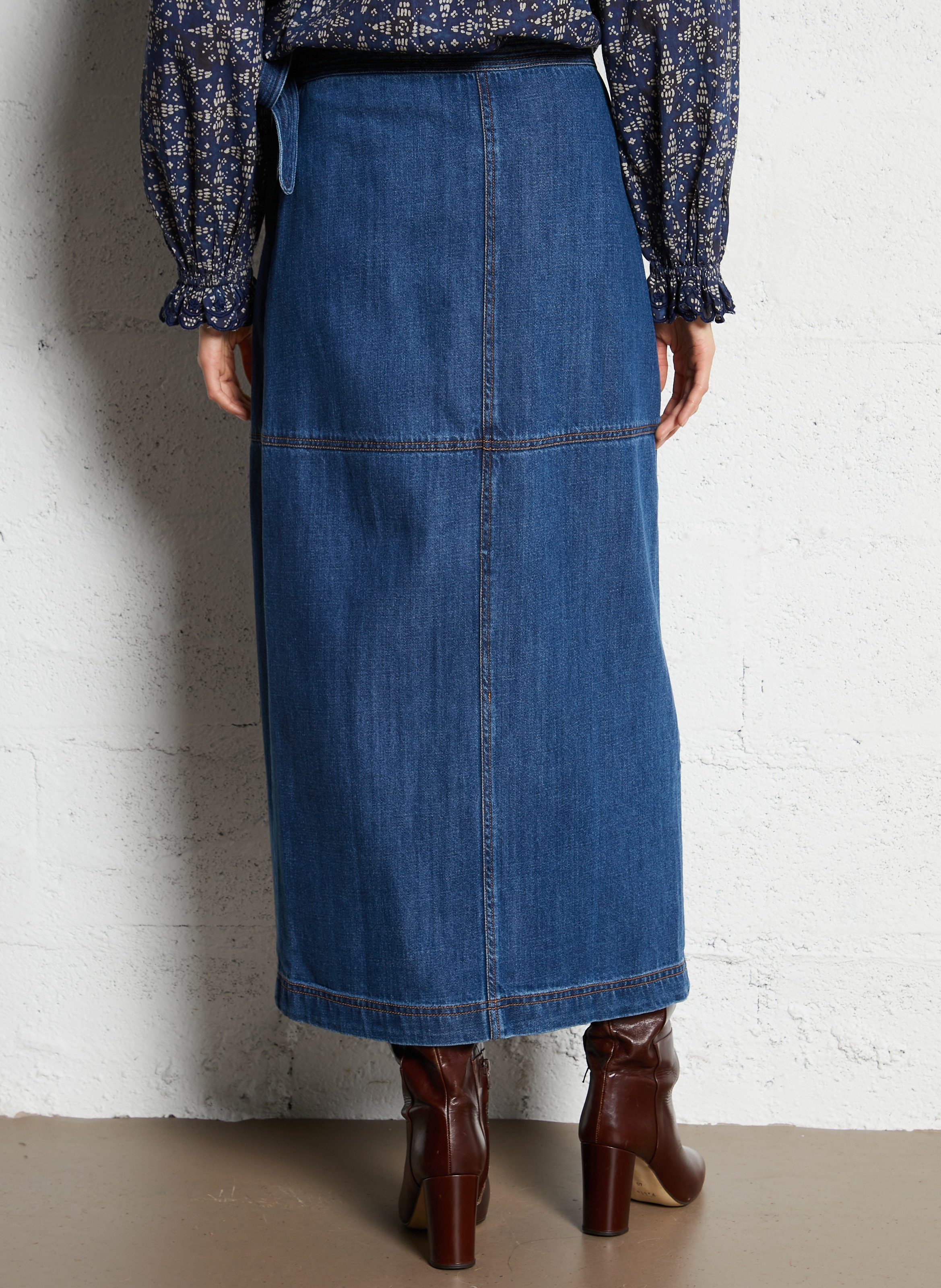 Cotton-blend midi skirt LOUISE MISHA Blue