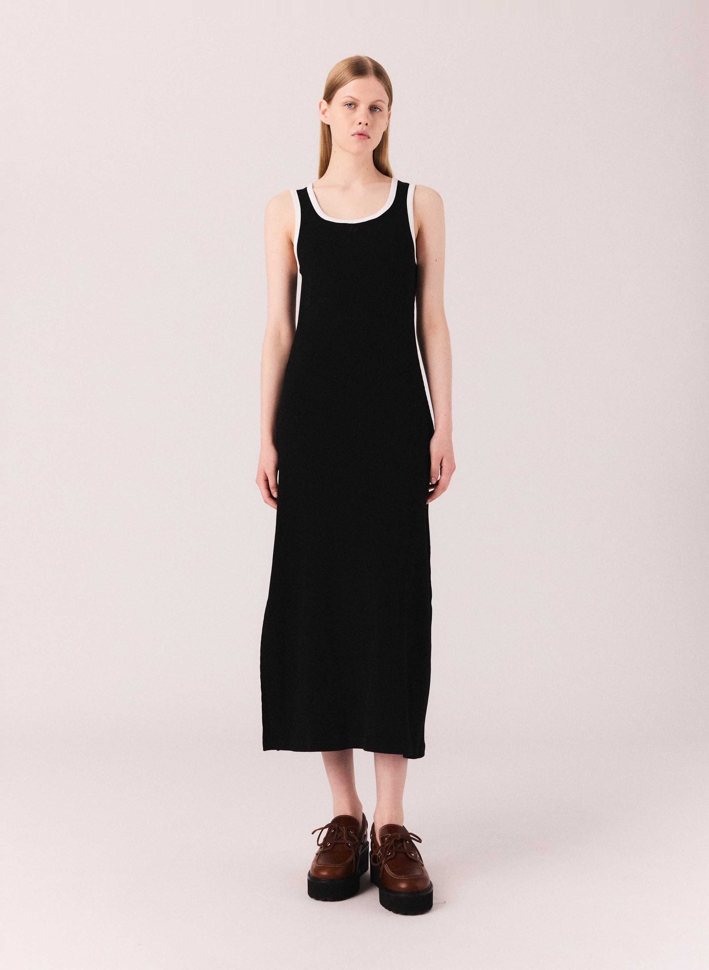 Robe midi sans manches unie MAJE Noir