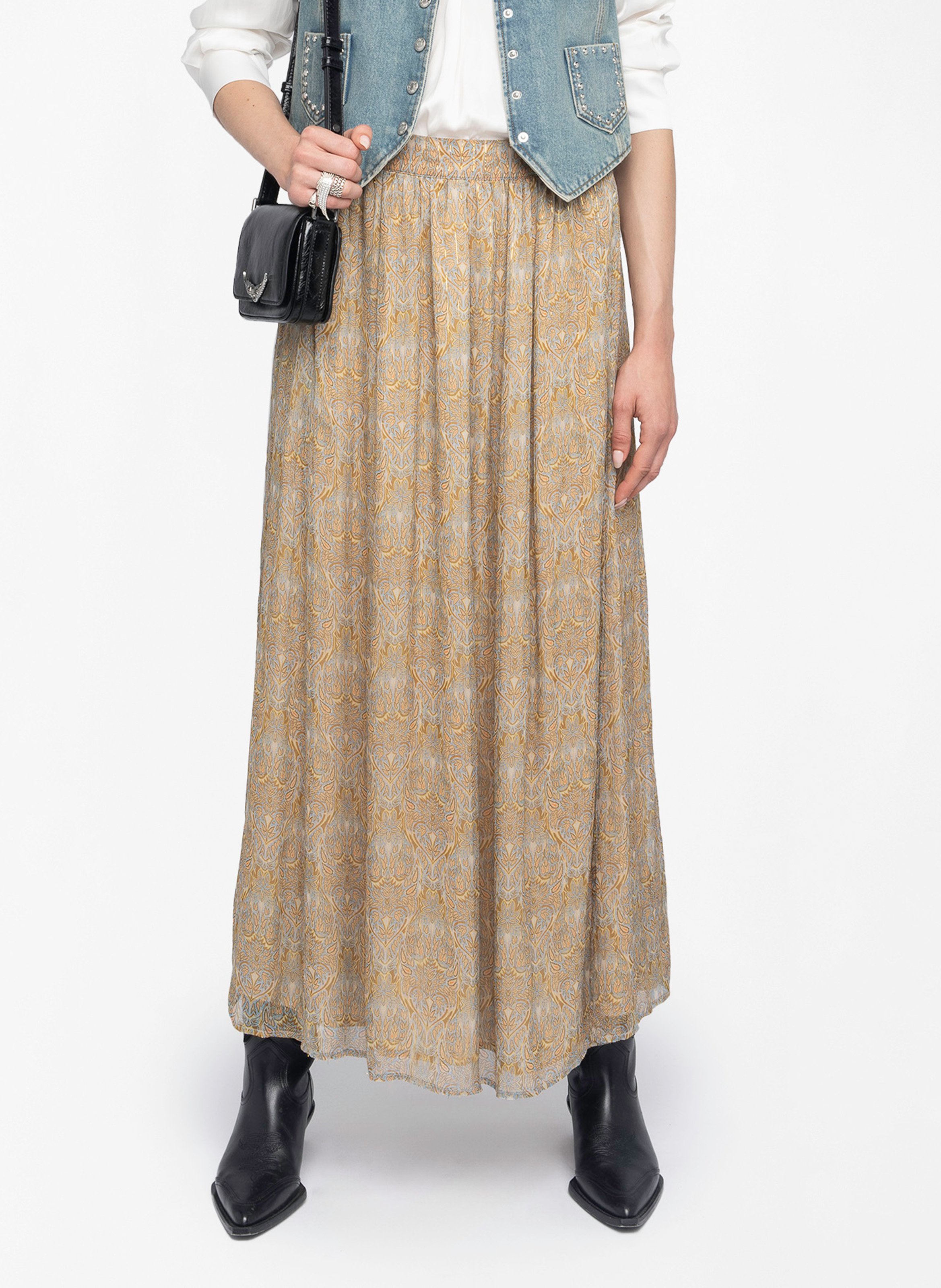 Jupe longue évasée en coton mélangé ZADIG&VOLTAIRE Bleu