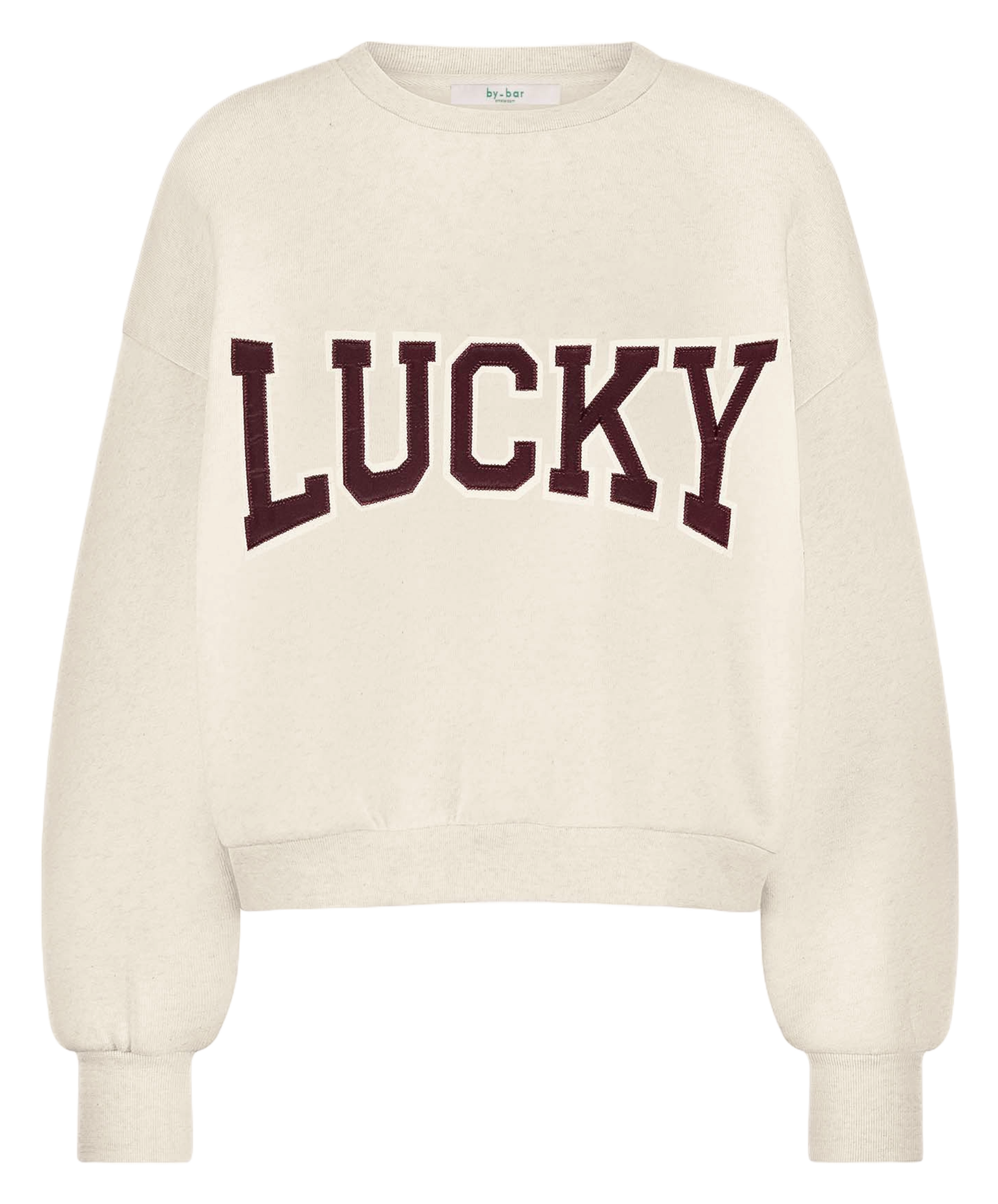 Wijde sweater van katoenblend met zeefdruk BY BAR Roze