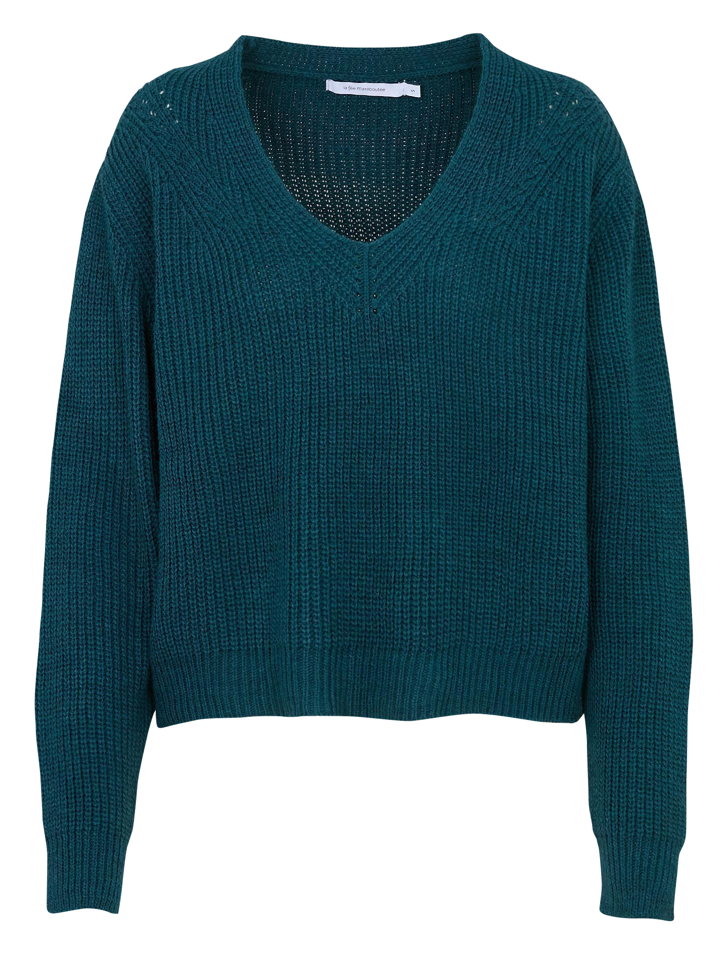 Oversized V-neck ribbed knit sweater LA FEE MARABOUTEE Blue