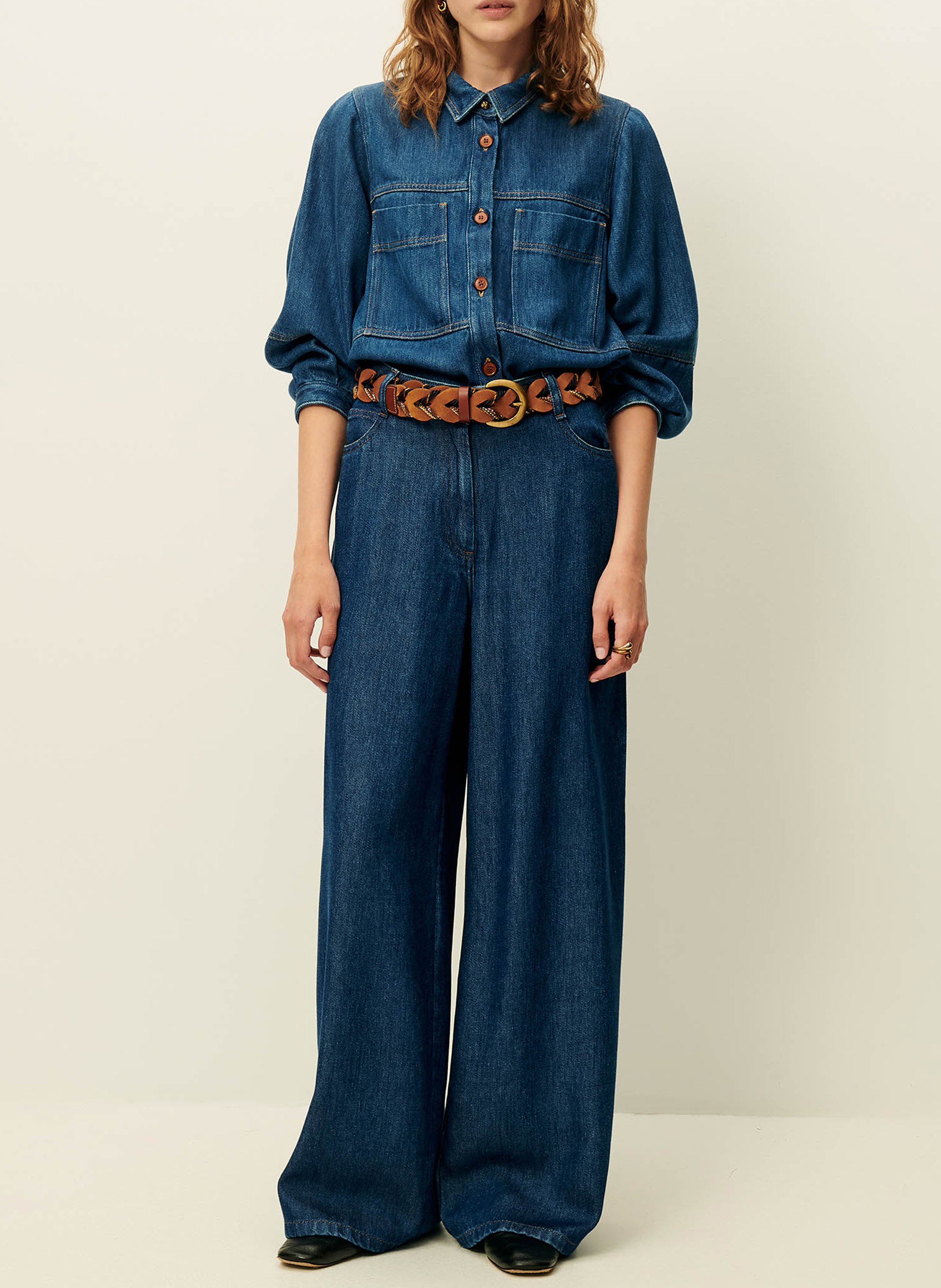 Denim jacket with classic collar SESSUN Blue