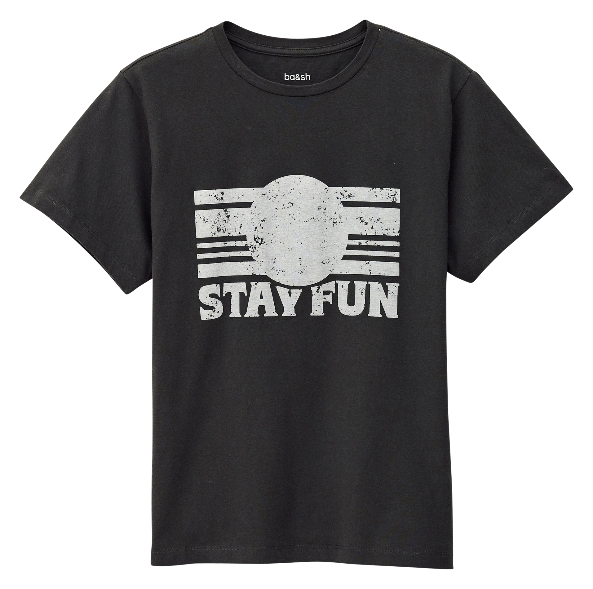 Straight screen-printed round-neck T-shirt BA&SH Black