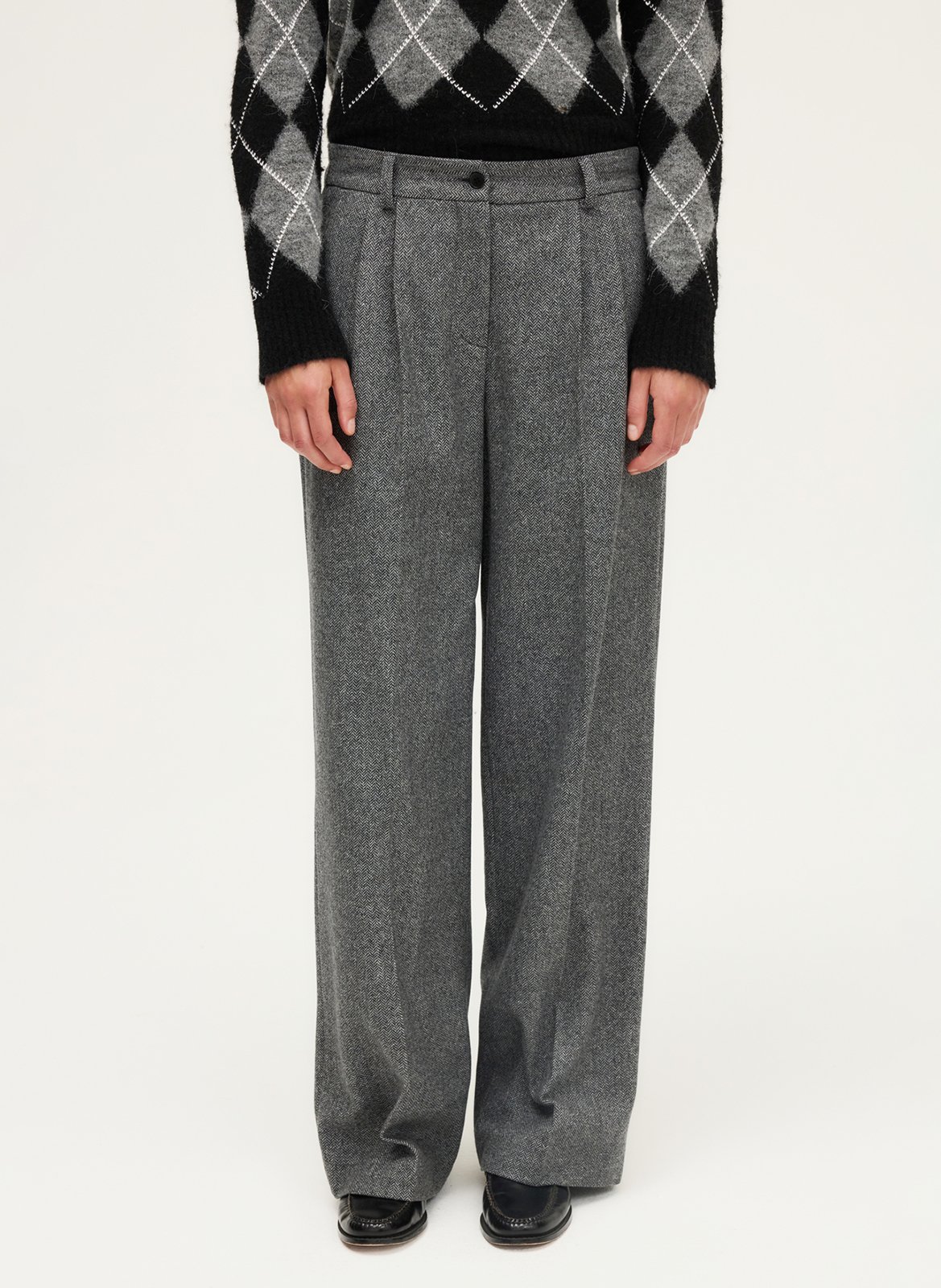Declic wool-blend loose-fit trousers PABLO Grey