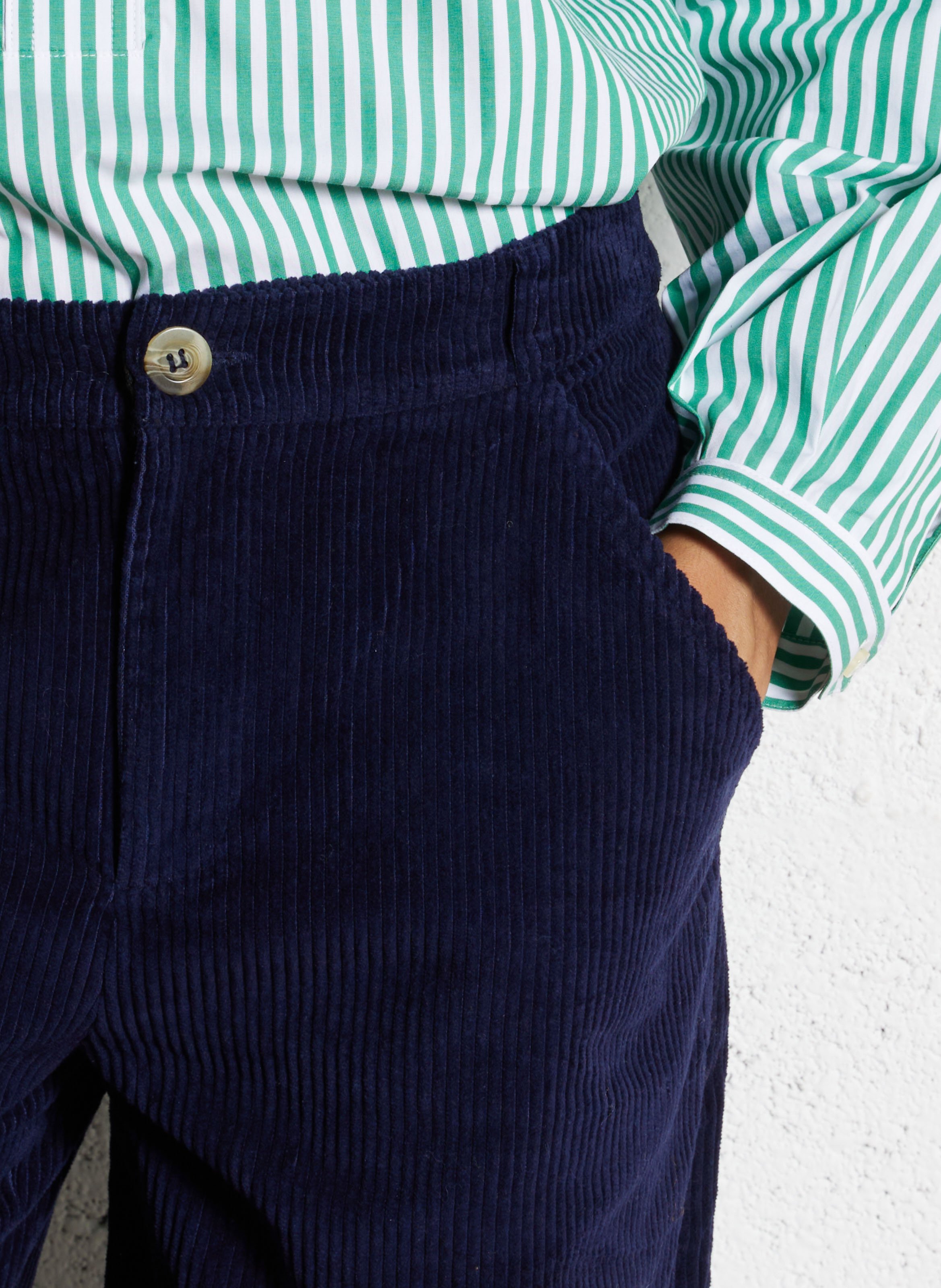 Pantalon large en velours côtelé LEON & HARPER Bleu