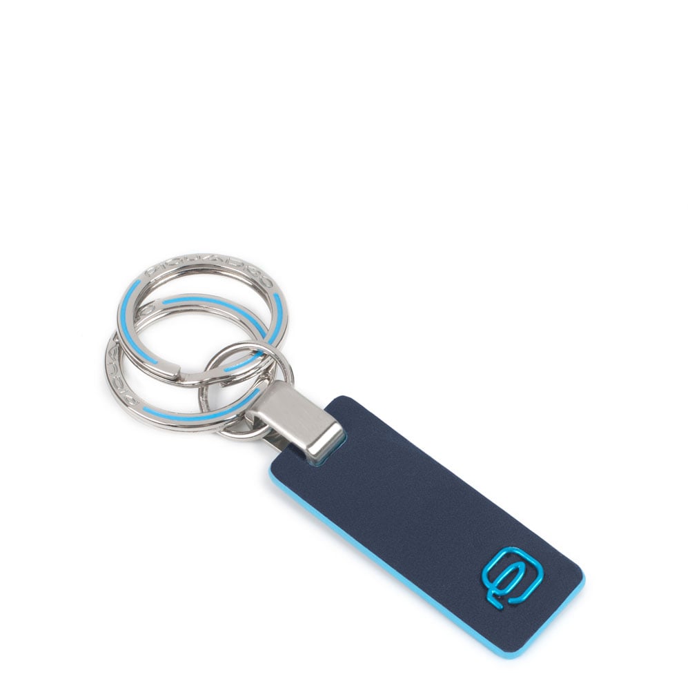 Leather keychain with two rings PIQUADRO Blue