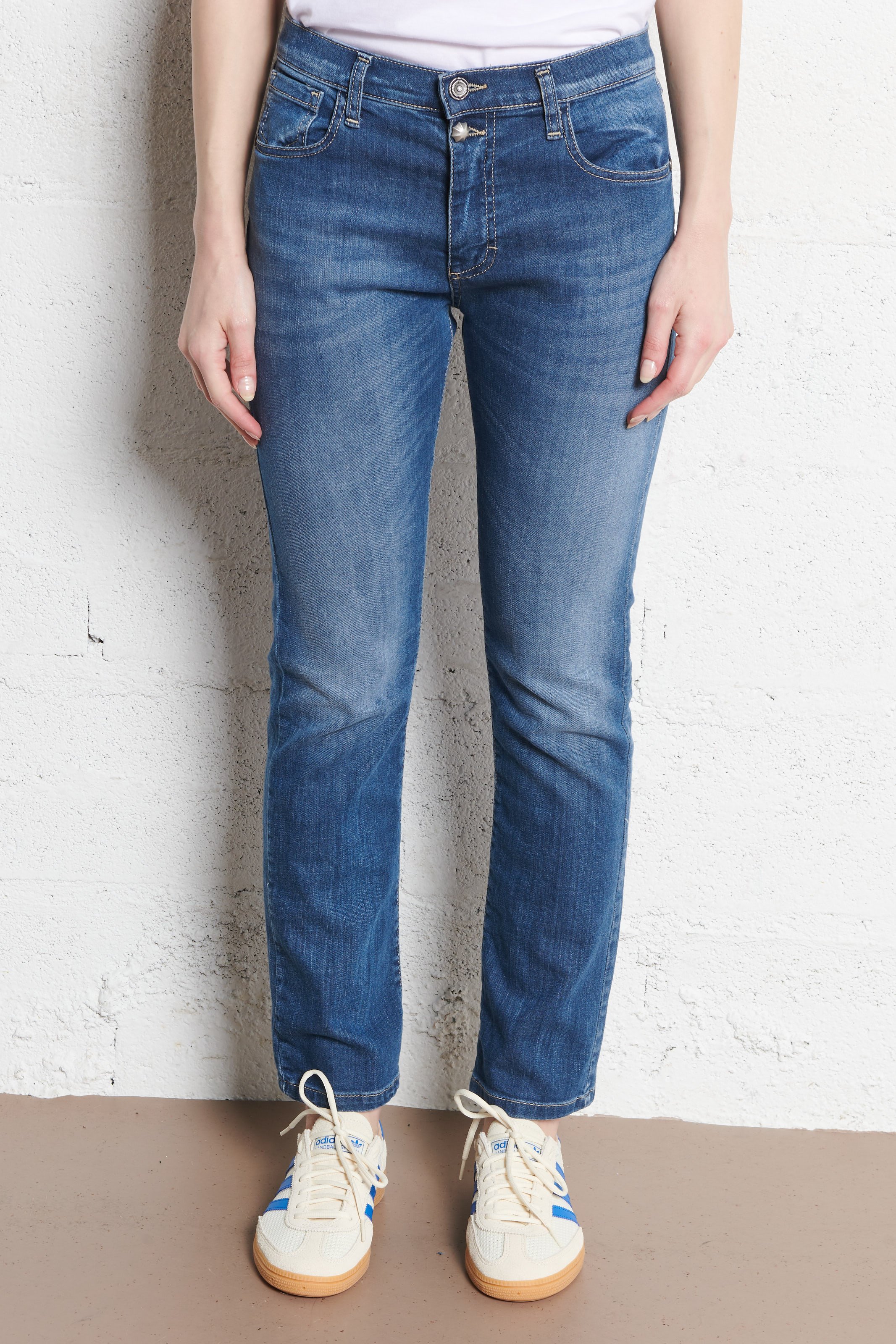 Jean droit en coton mélangé PLEASE Bleu