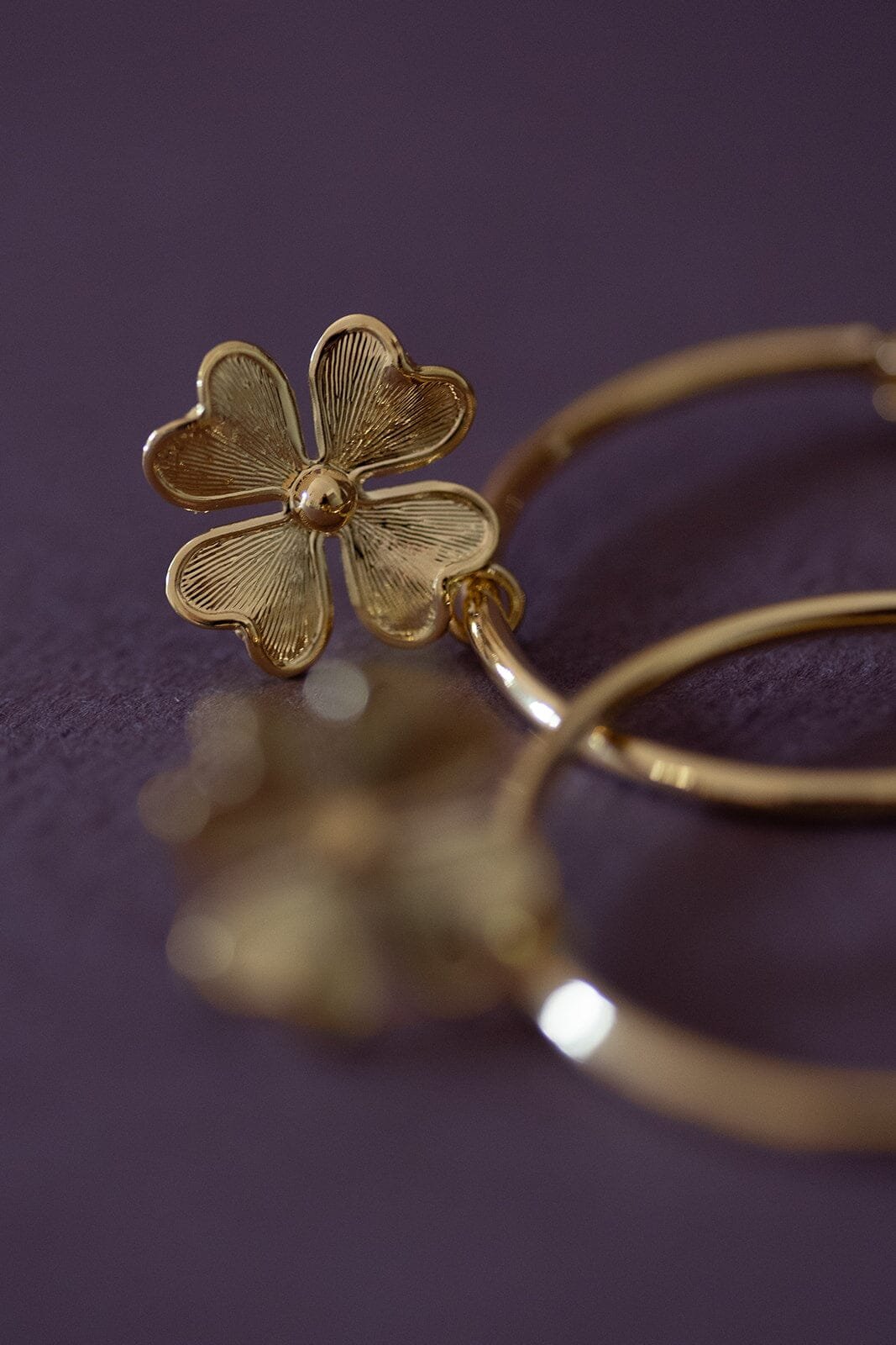 Small silver-plated clover hoop earrings MONSIEUR SIMONE Golden