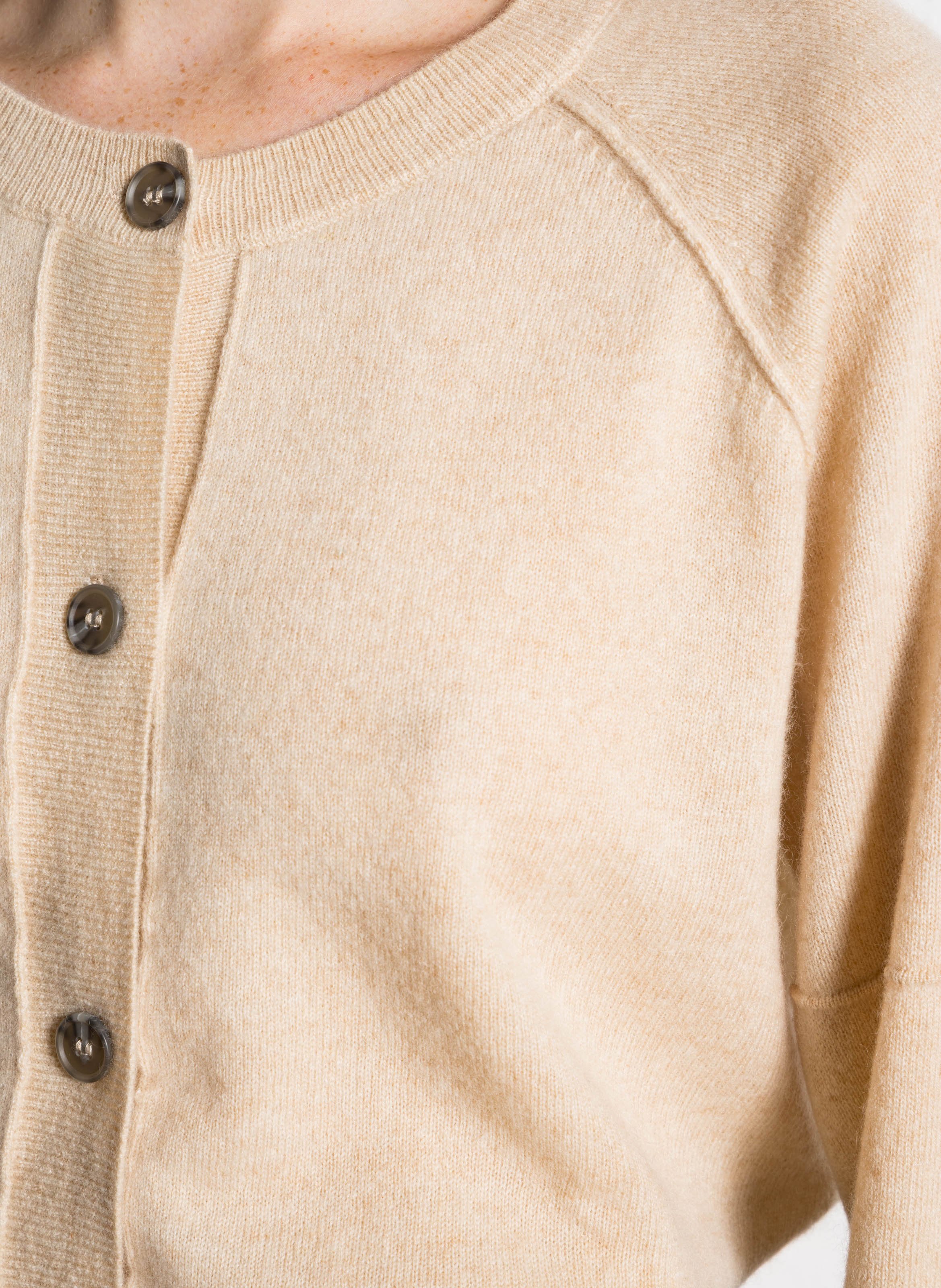 Cardigan col rond uni en cachemire MAISON 123 Blanc