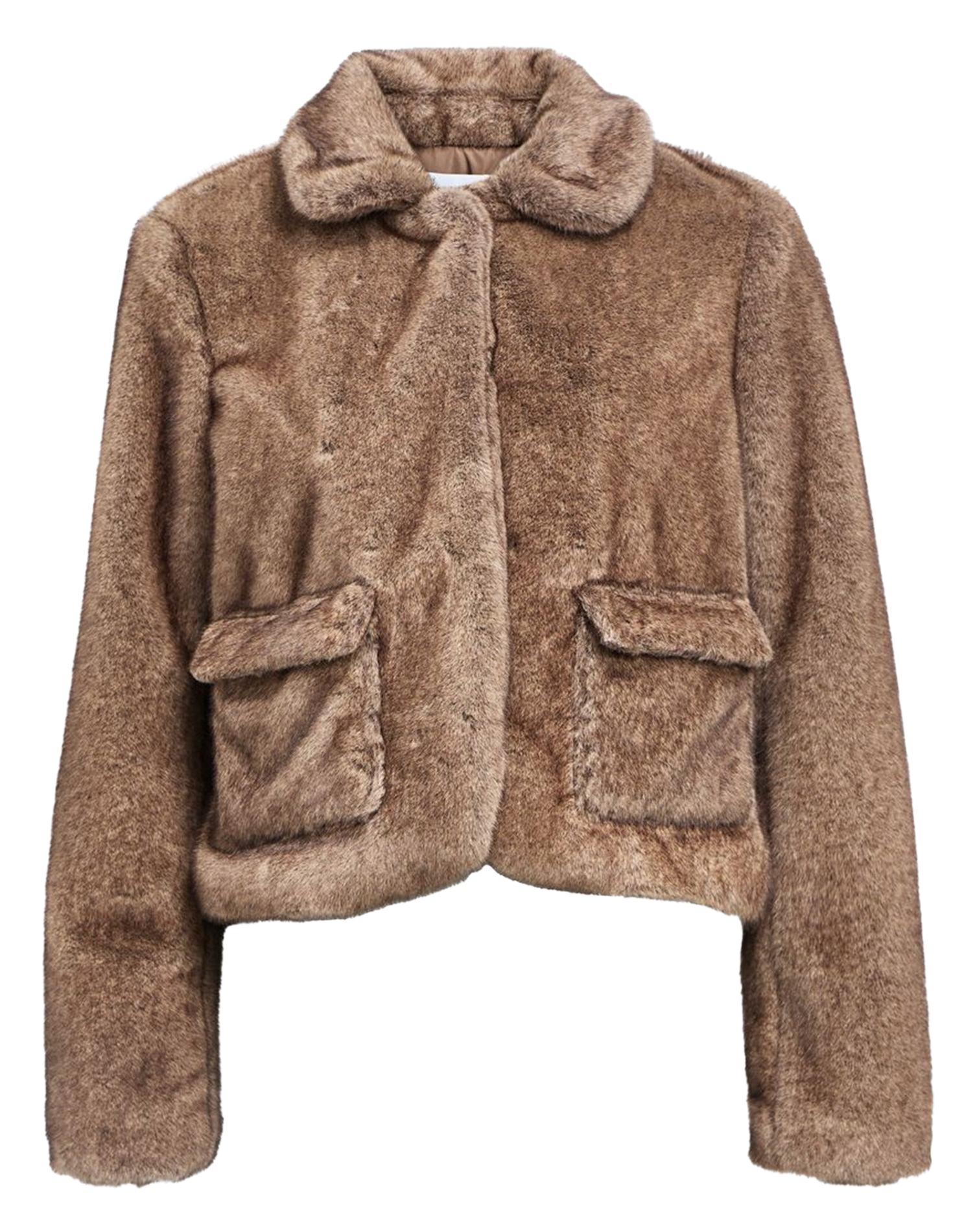 Manteau droit col classique en fourrure synthétique OBJECT Marron