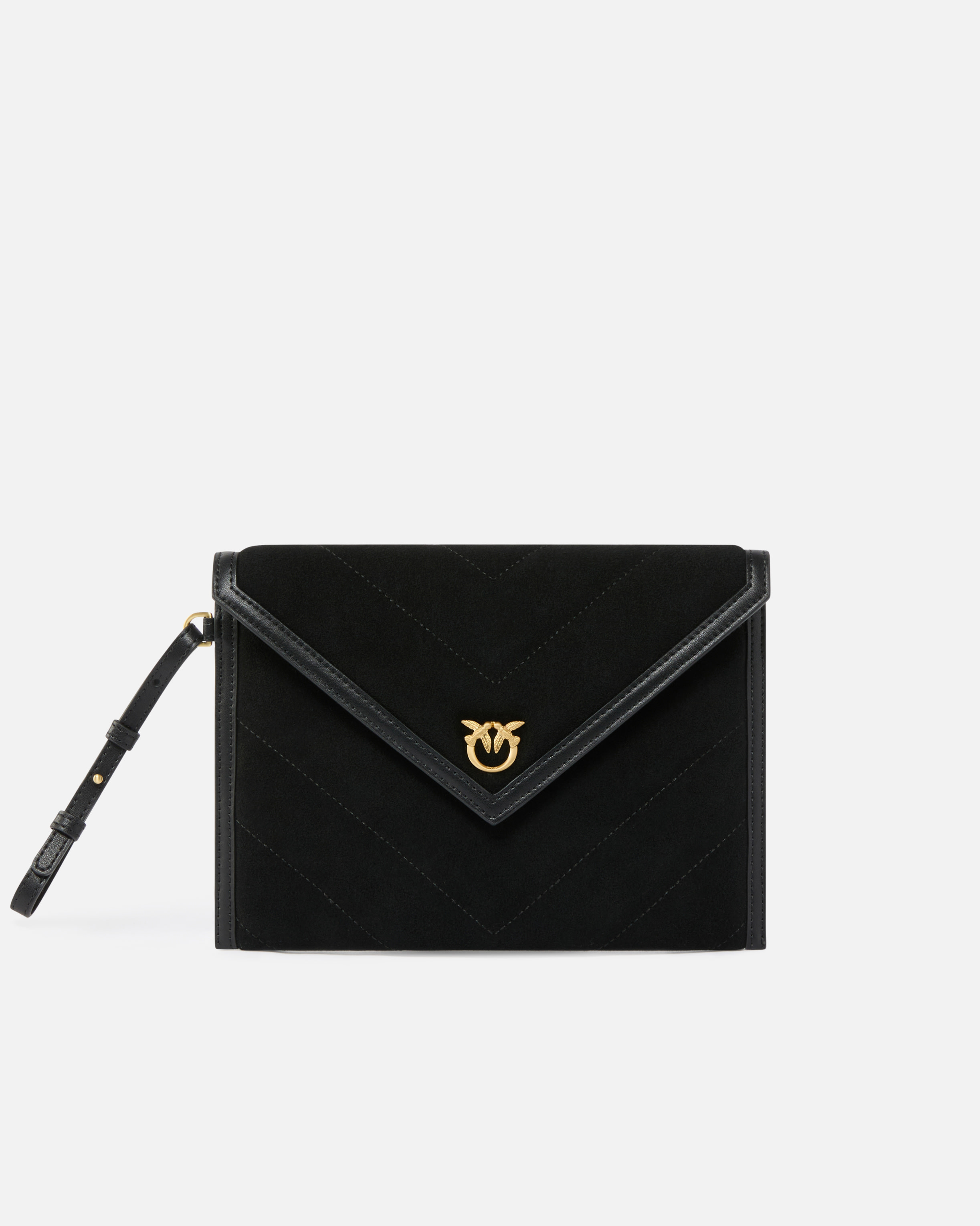 Suede clutch with love birds logo PINKO Black