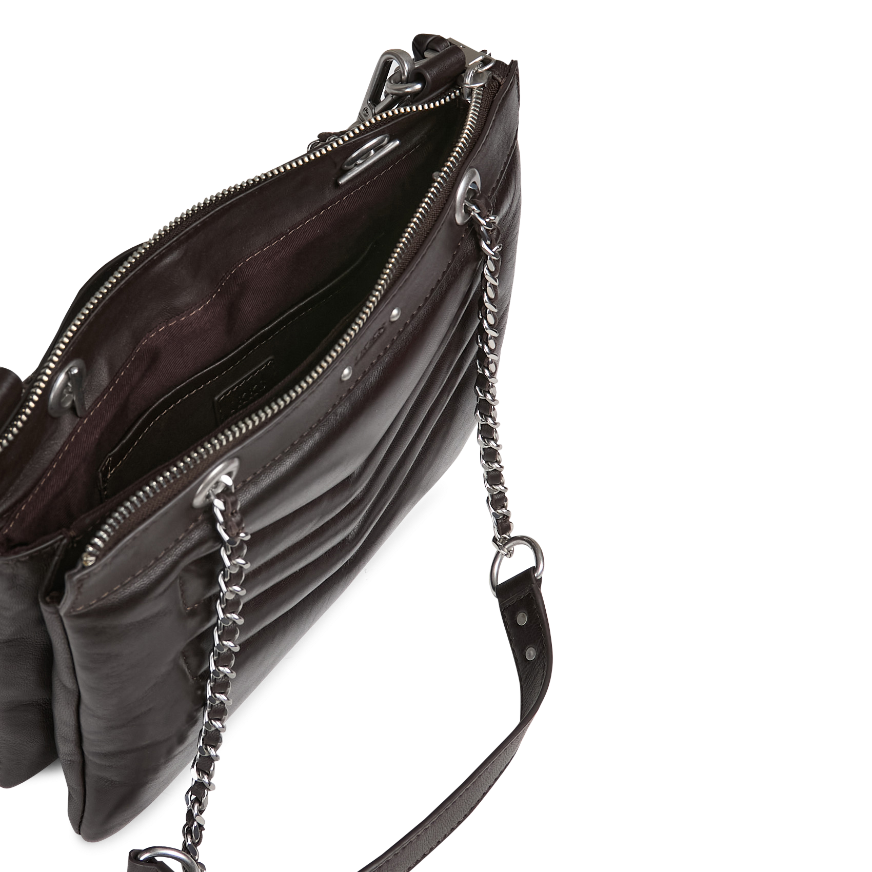 Leather clutch bag IKKS Brown