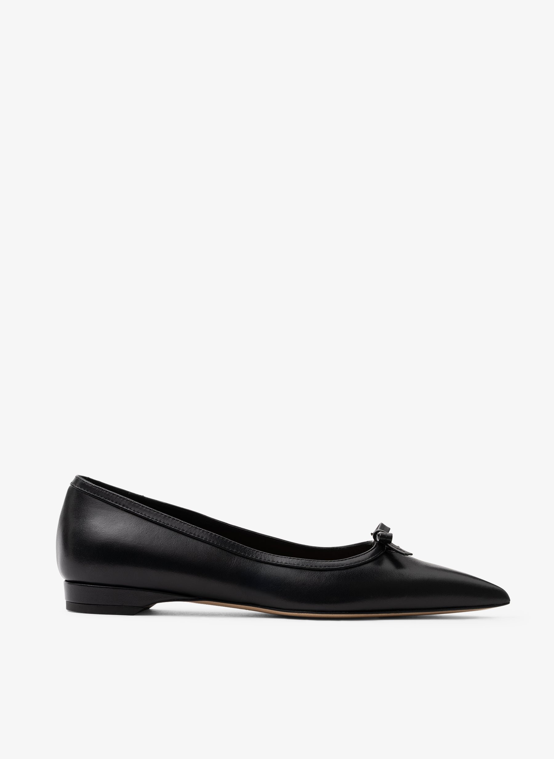 Black smooth leather ballerina flats PARALLELE PARIS Black