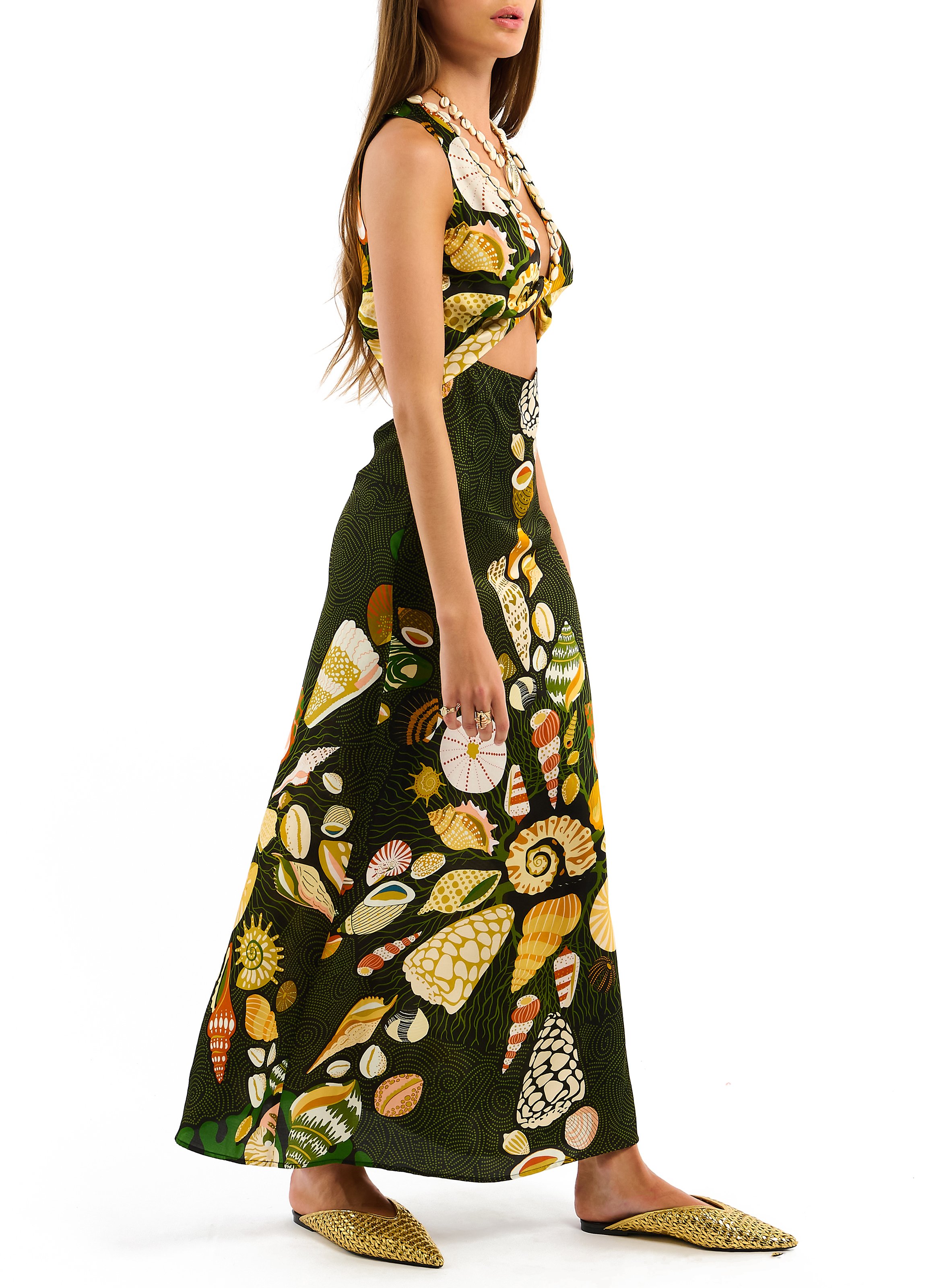 Long A-line printed dress WILD Black