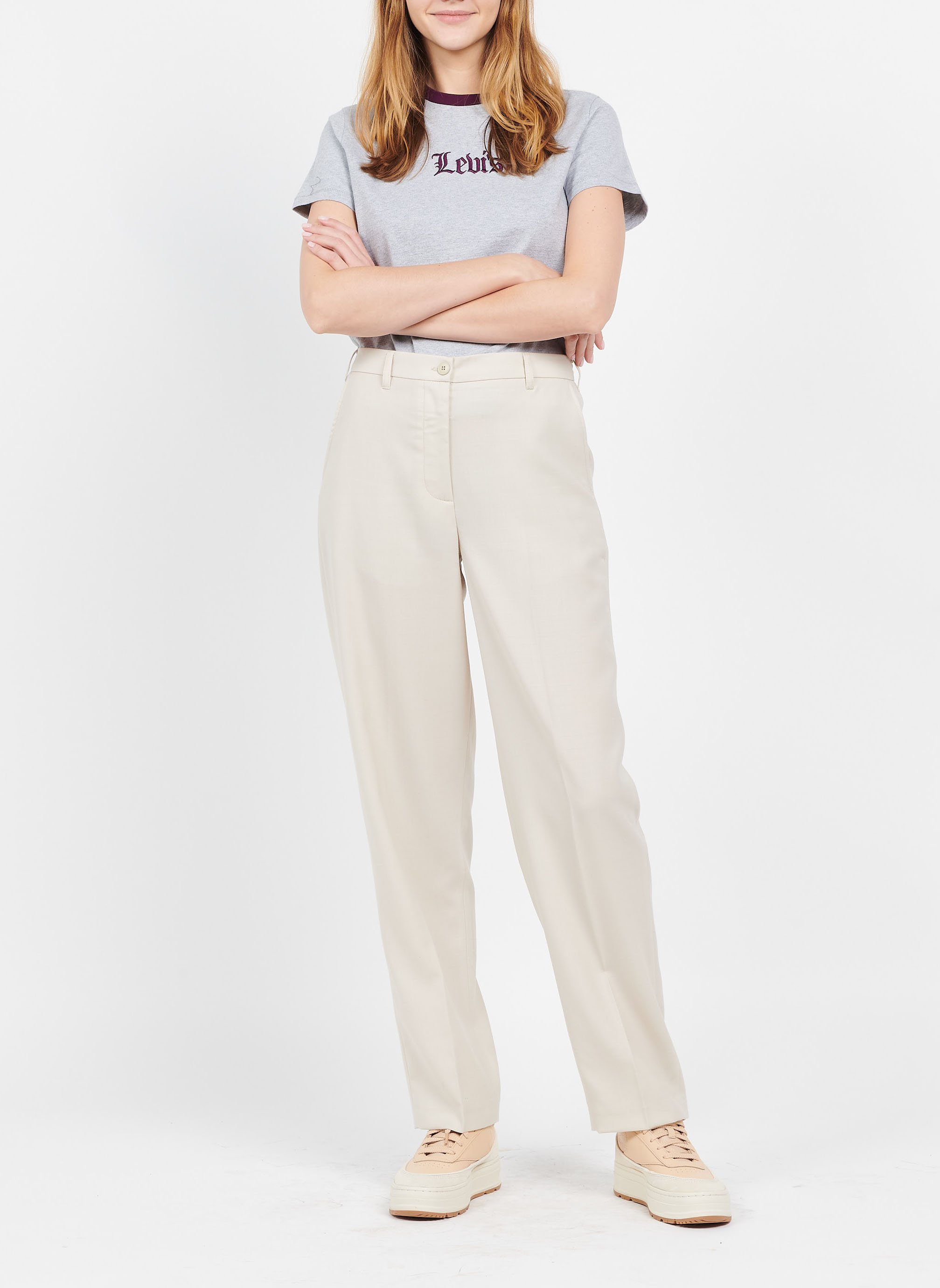 Tee-shirt col rond en coton brodé LEVI'S Gris