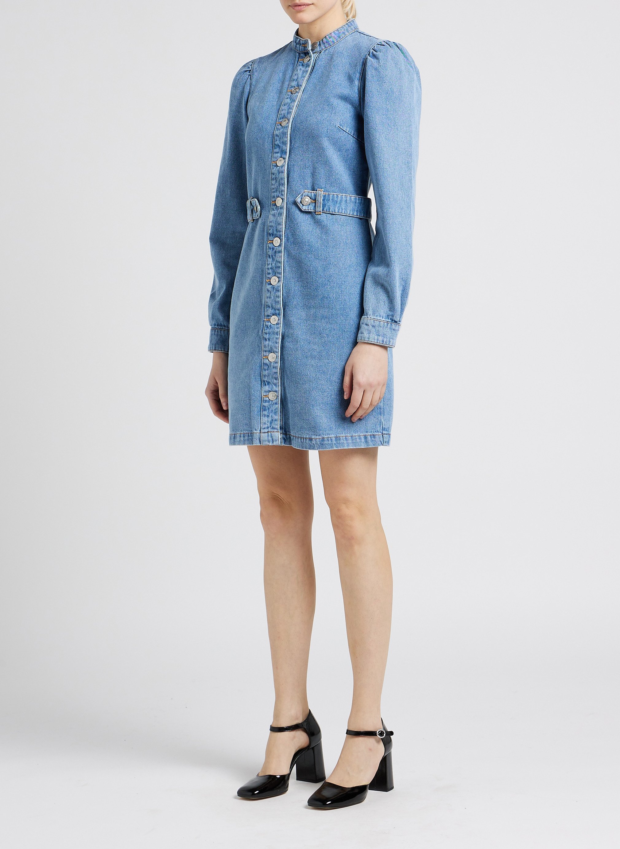 Kurzkleid aus Baumwoll-Denim PIECES Jeans ohne Waschung