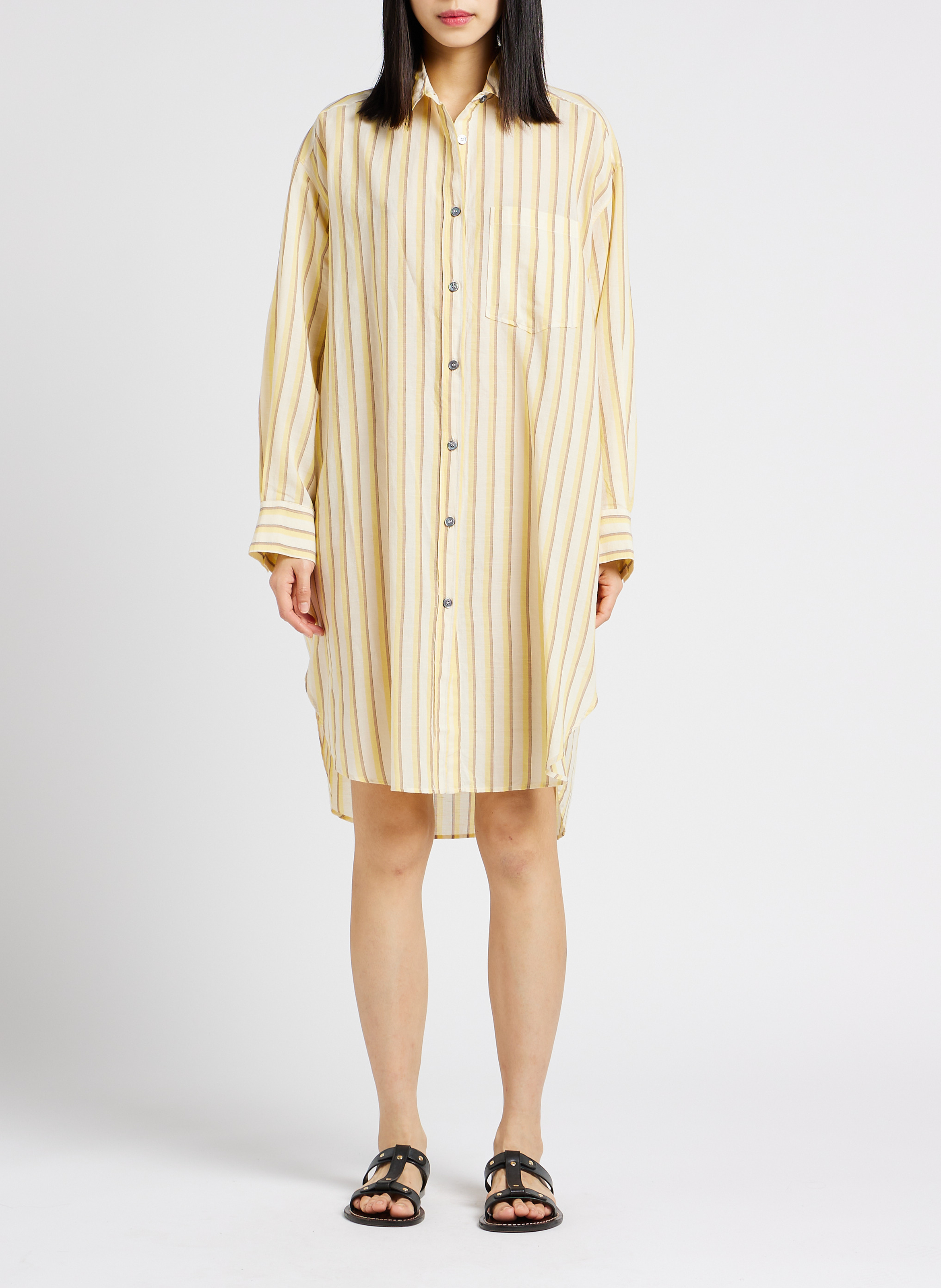 Overhemdjurk met klassieke kraag | katoenblend POMANDERE Gestreepte