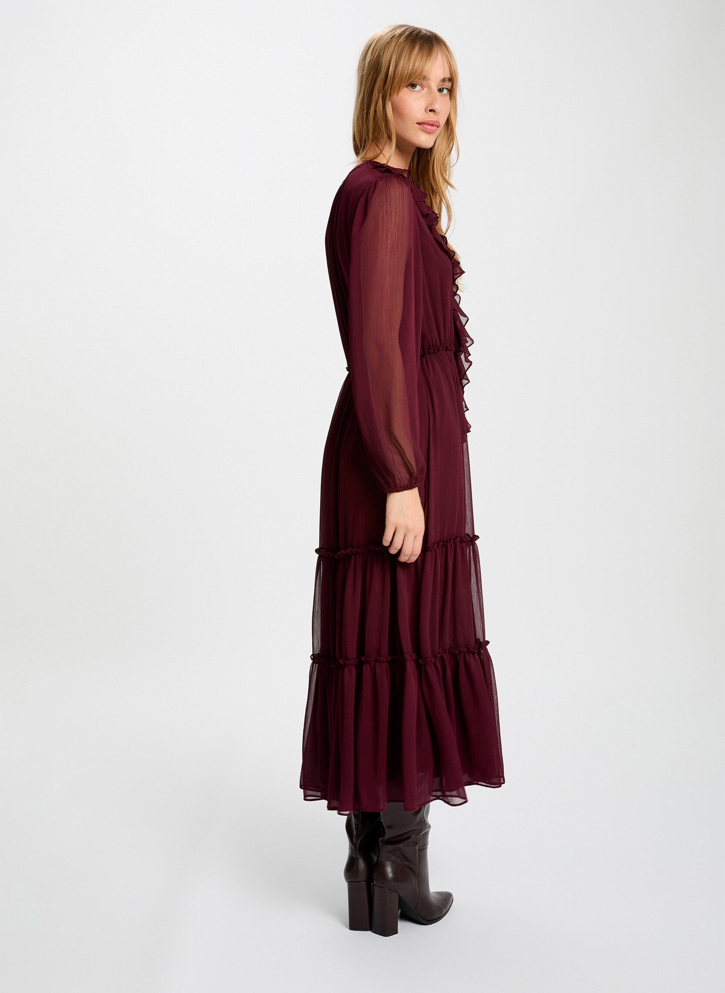 Robe longue ample à volants MORGAN Violet