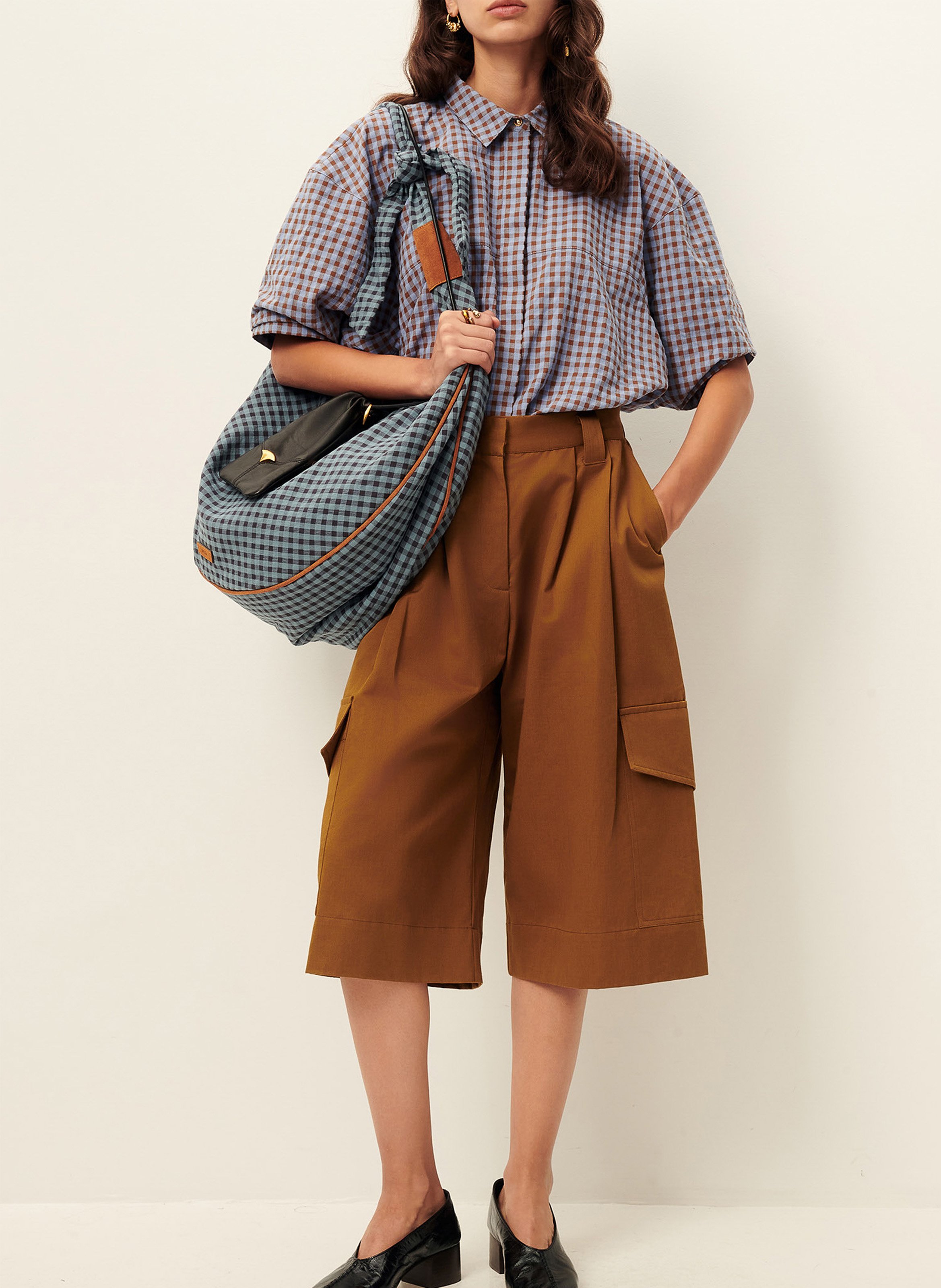 Large cotton blend Bermuda SESSUN Brown