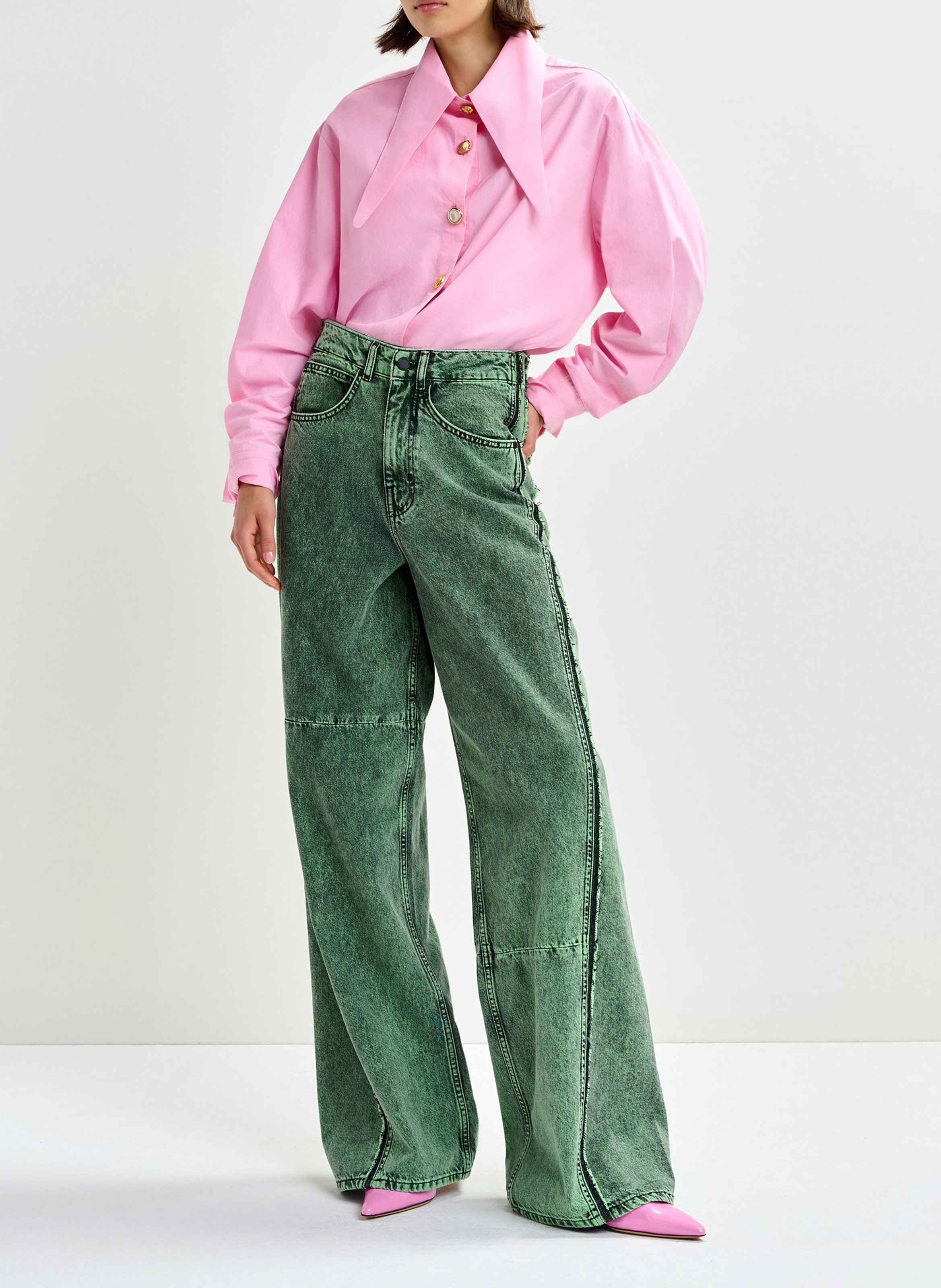 Oversized shirt with extended plain collar ESSENTIEL ANTWERP Pink