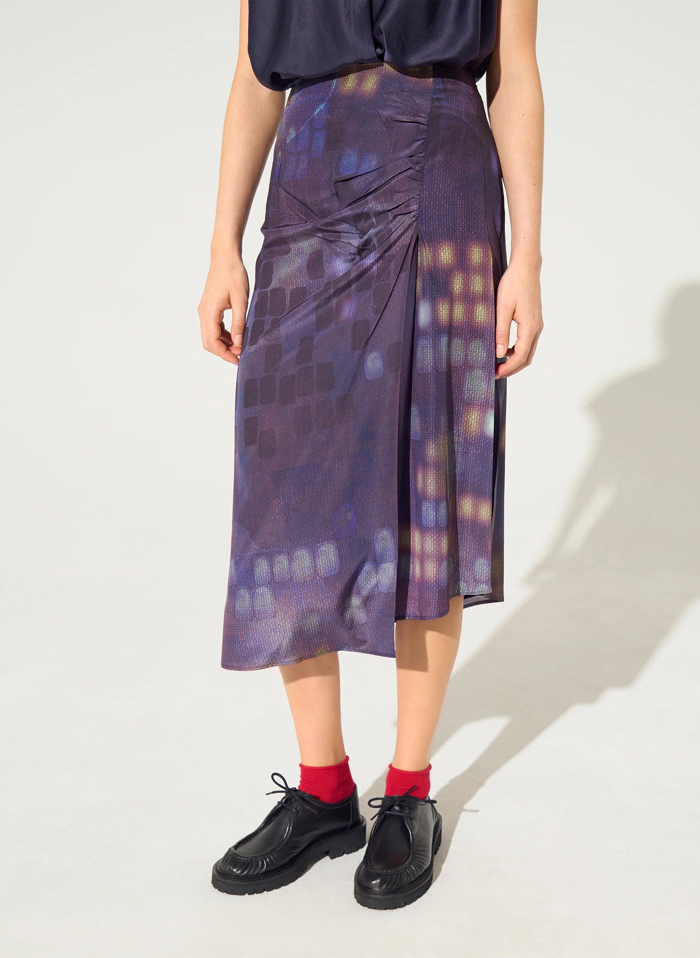 Jupe midi imprimée COTELAC Violet