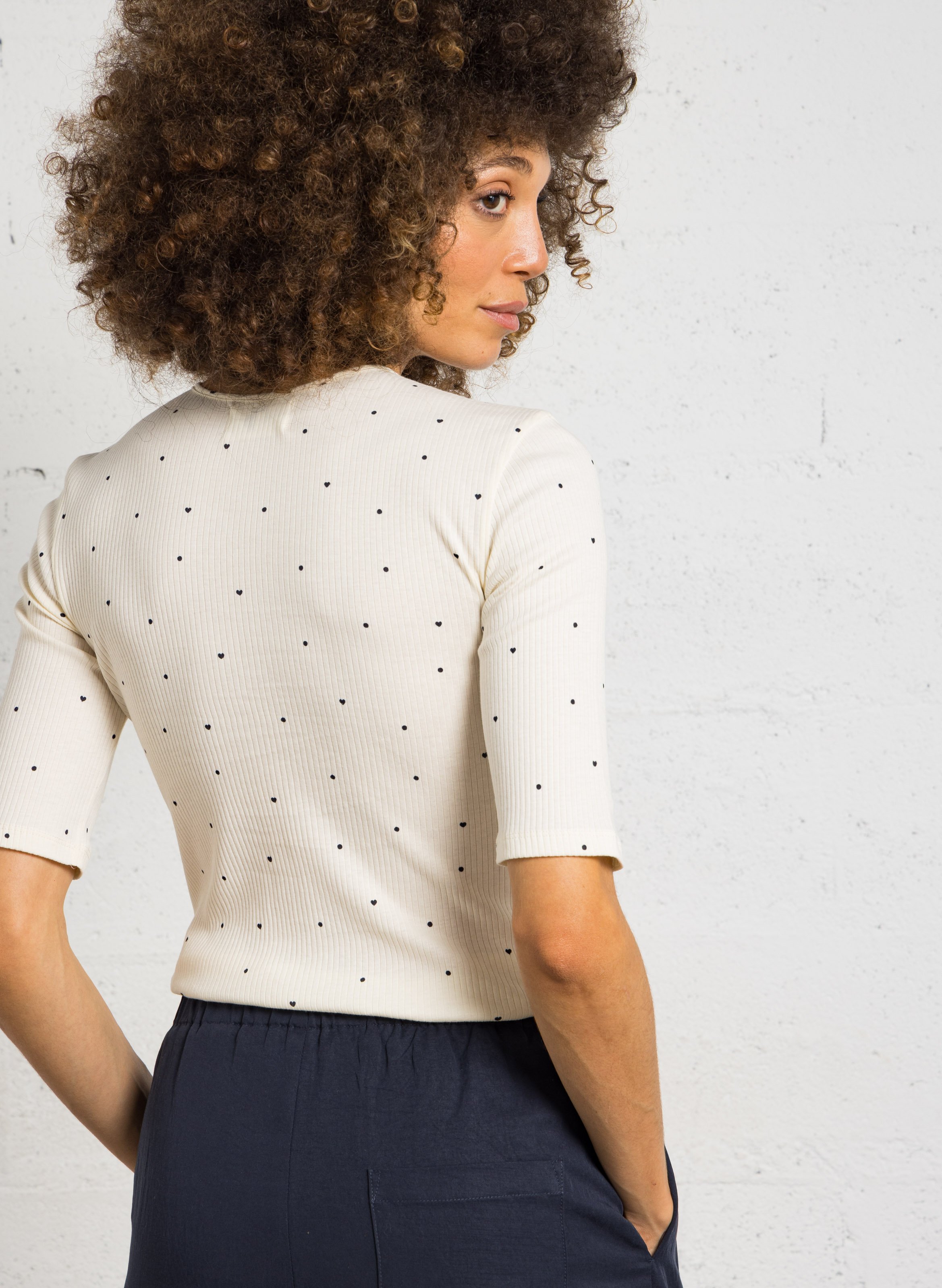 Tee-shirt col rond en coton bio DES PETITS HAUTS Beige