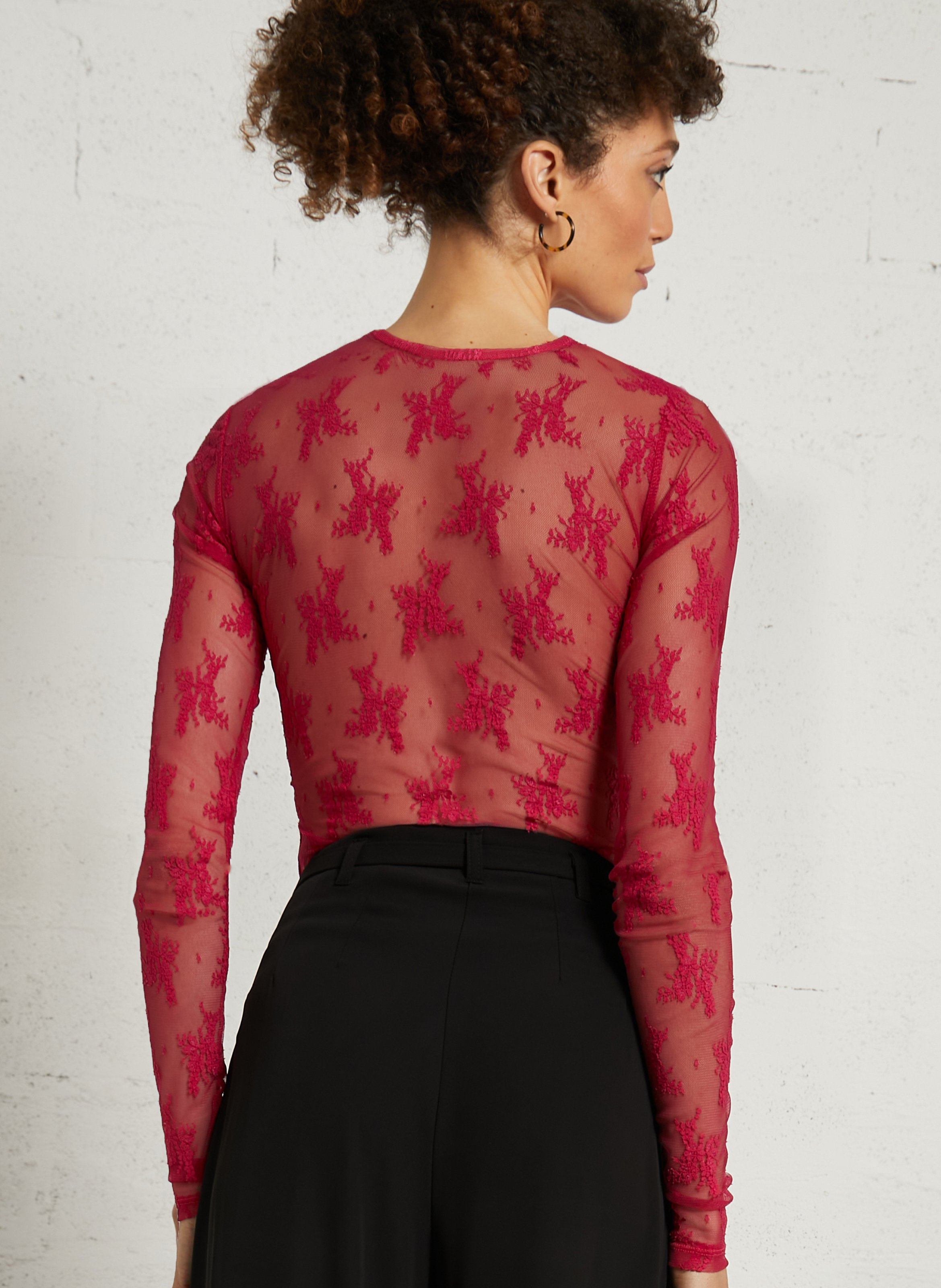 T-Shirt mit Rundhalsausschnitt und Spitze IMPERIAL Rosa