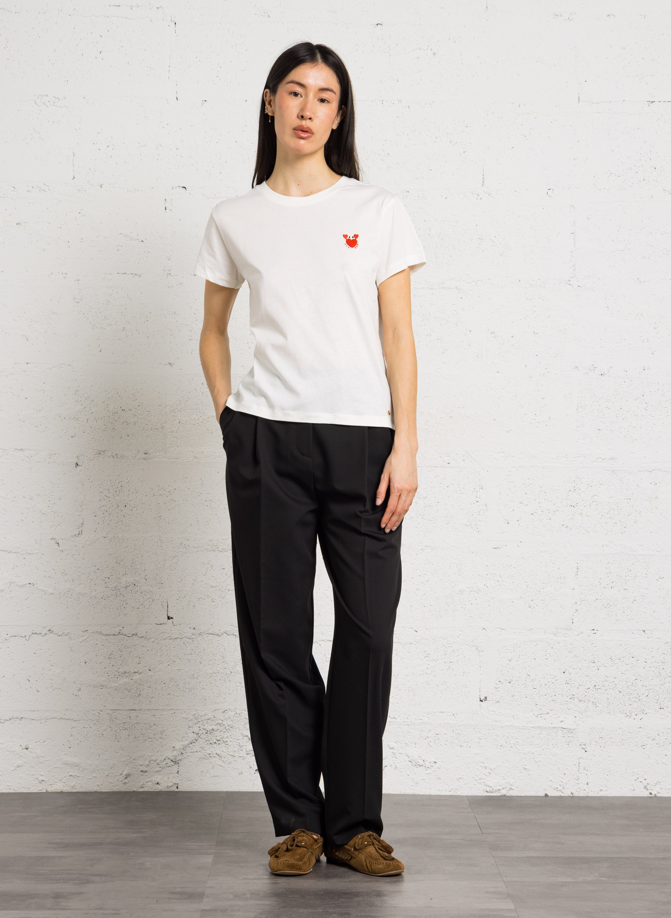 Gerade geschnittenes Rundhals-T-Shirt aus Baumwolle DES PETITS HAUTS Beige