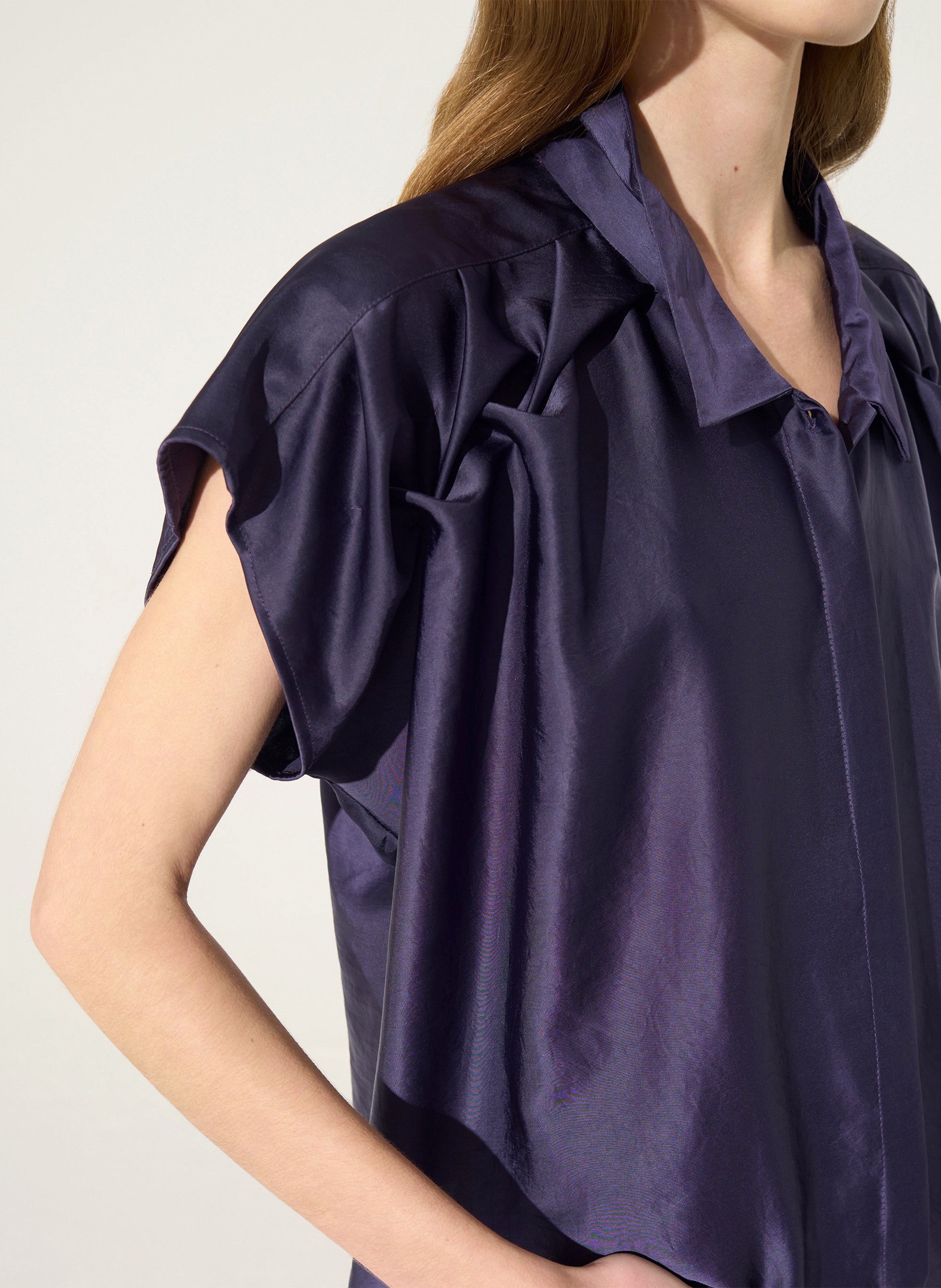 Classic-collar pleated shirt COTELAC Purple
