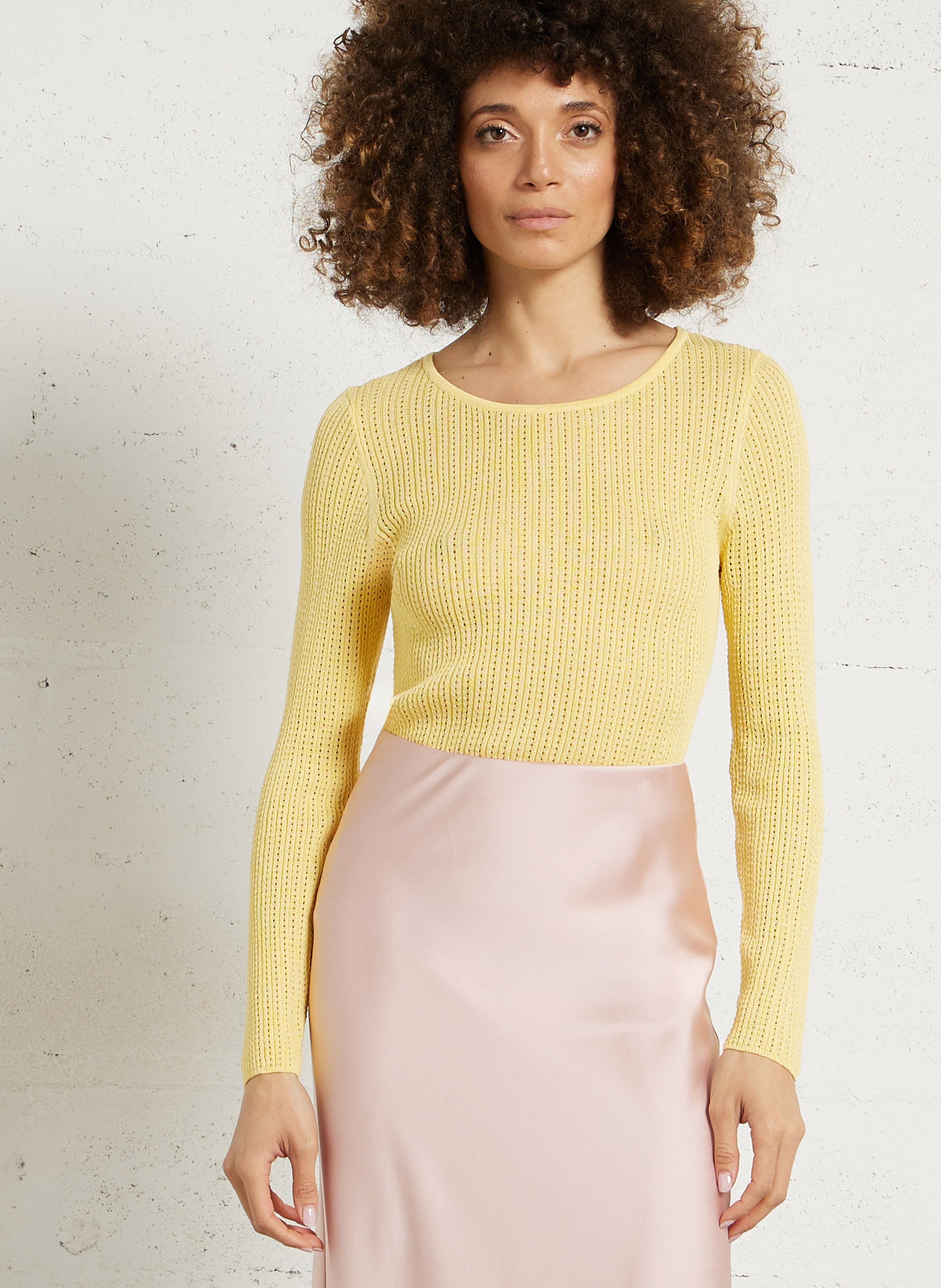 Round-neck fitted sweater LA PETITE ETOILE Yellow