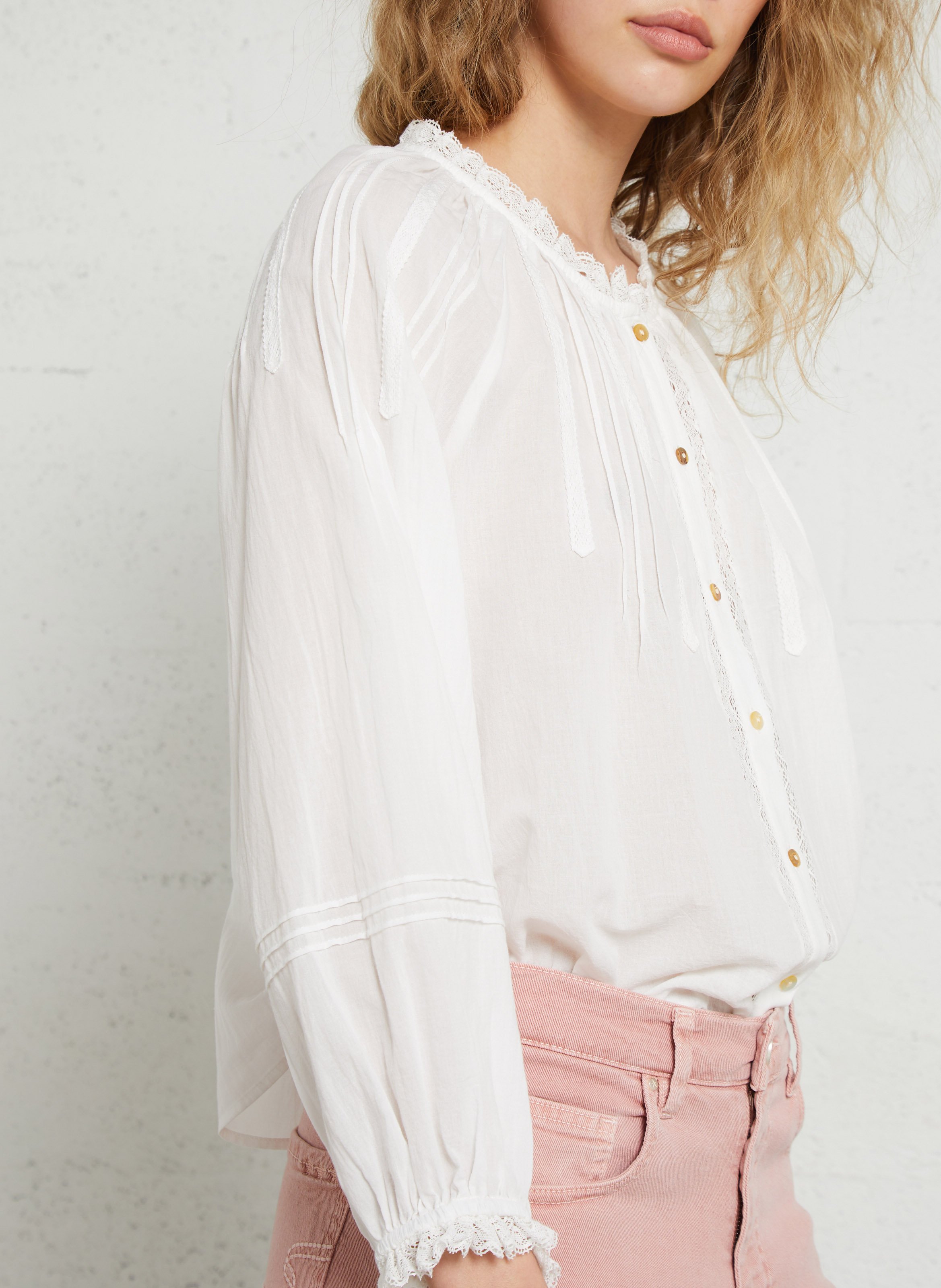 Blouse oversize col rond en coton THE KORNER Blanc