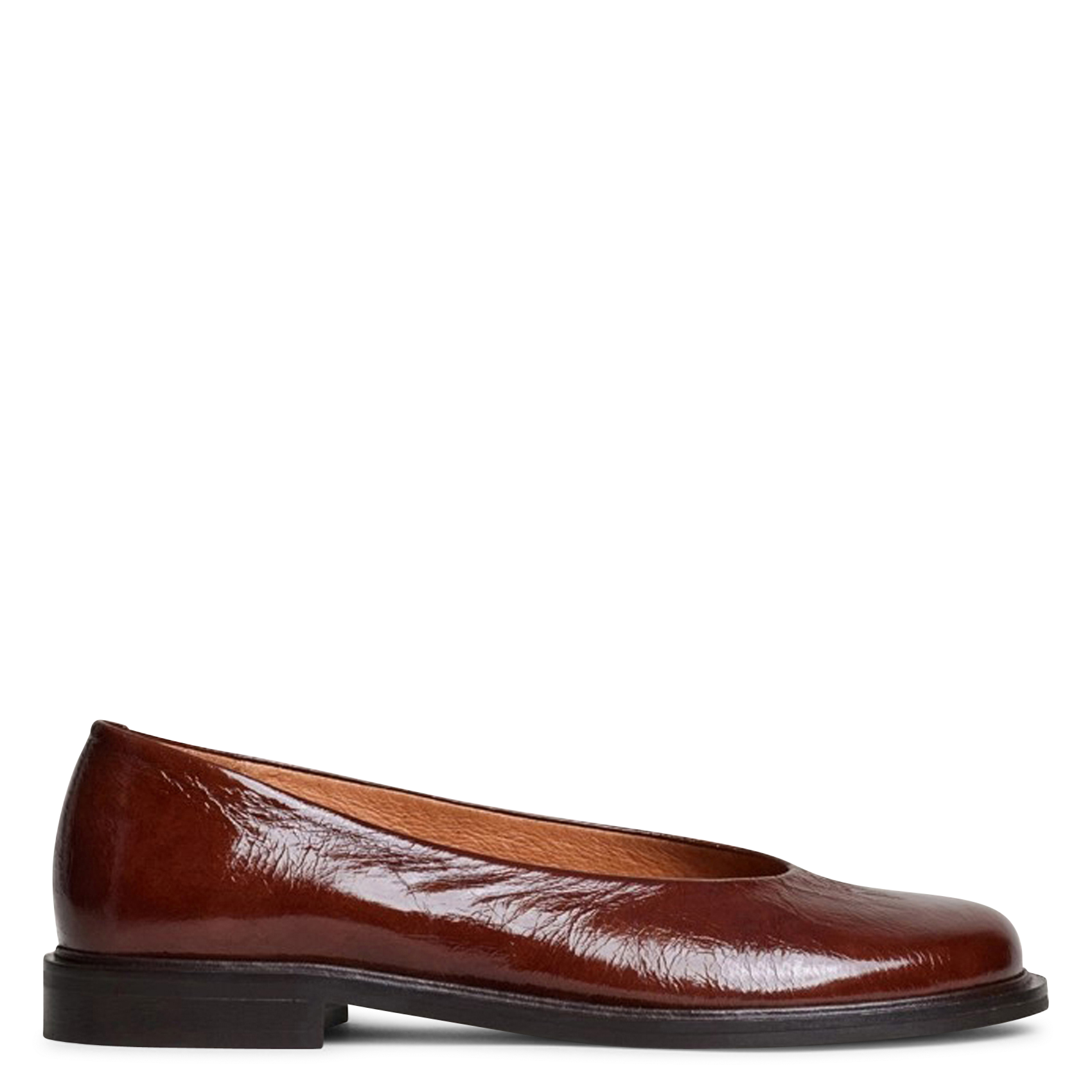 Round-toe shiny leather ballet flats JONAK Brown