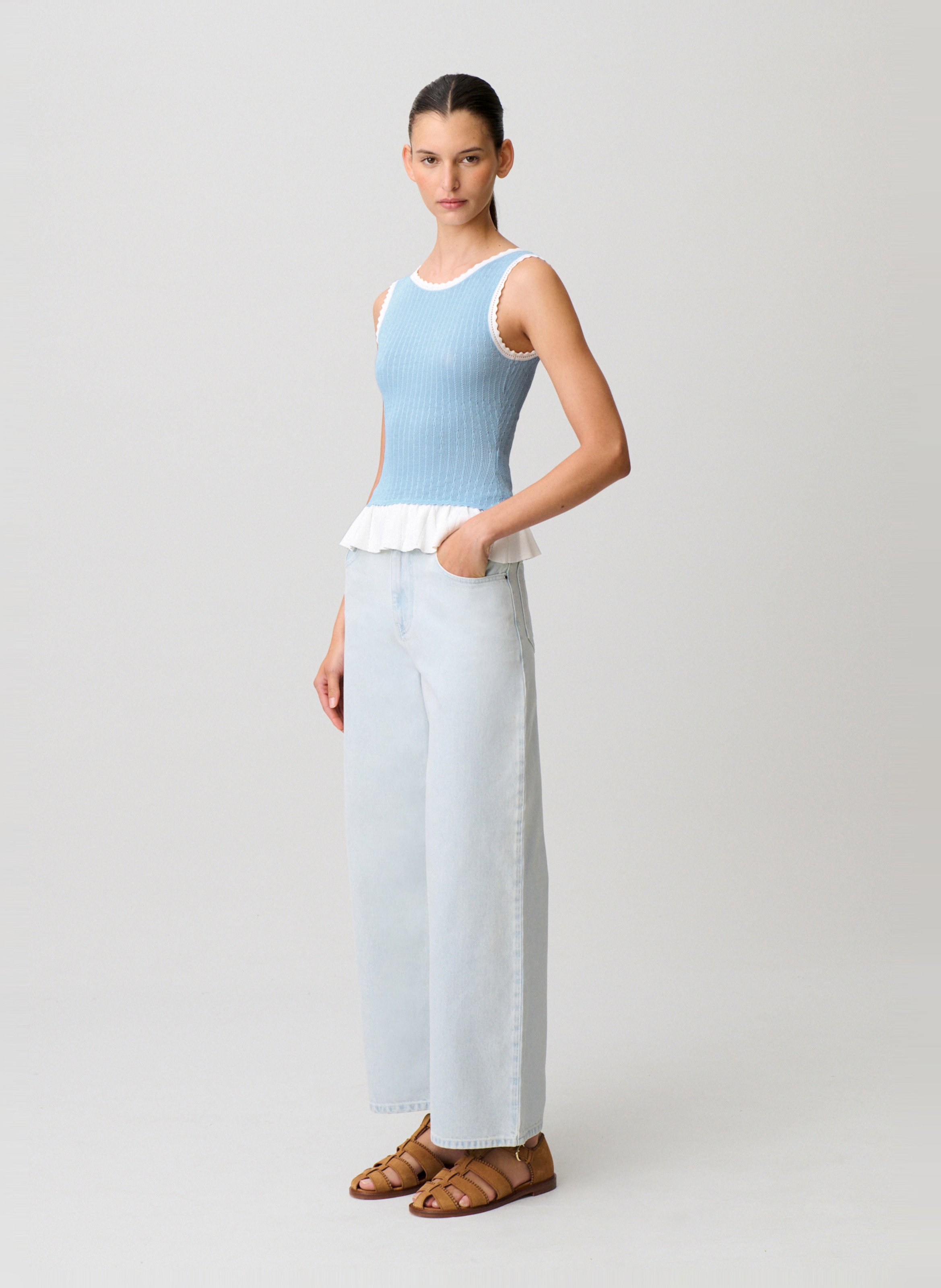 Fitted round-neck knit top CLAUDIE PIERLOT Blue