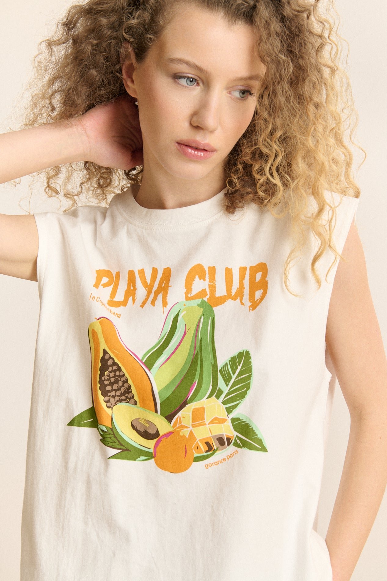 Sleeveless printed T-shirt GARANCE PARIS White