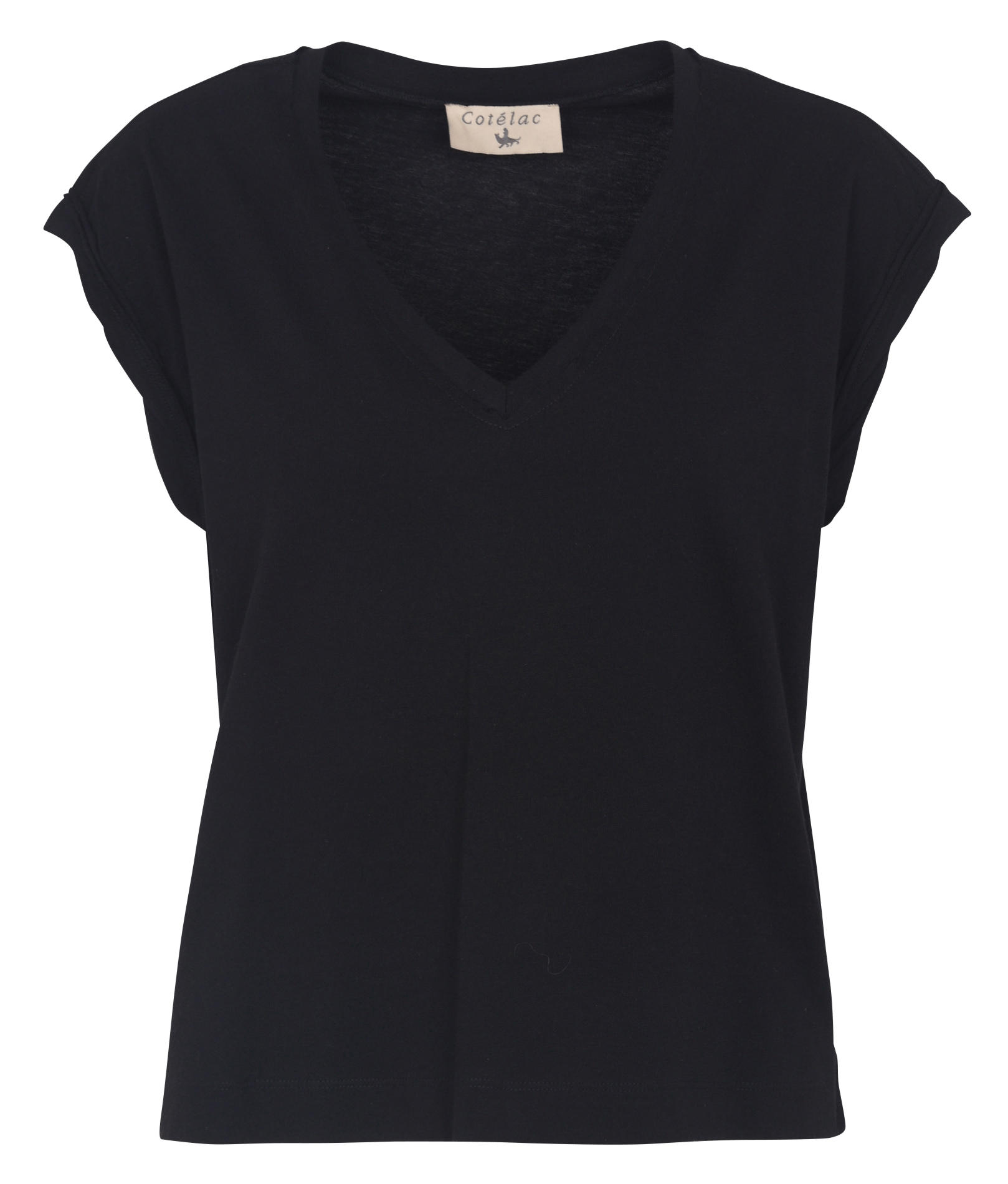 T-Shirt mit V-Ausschnitt aus Bio-Baumwolle COTELAC Schwarz