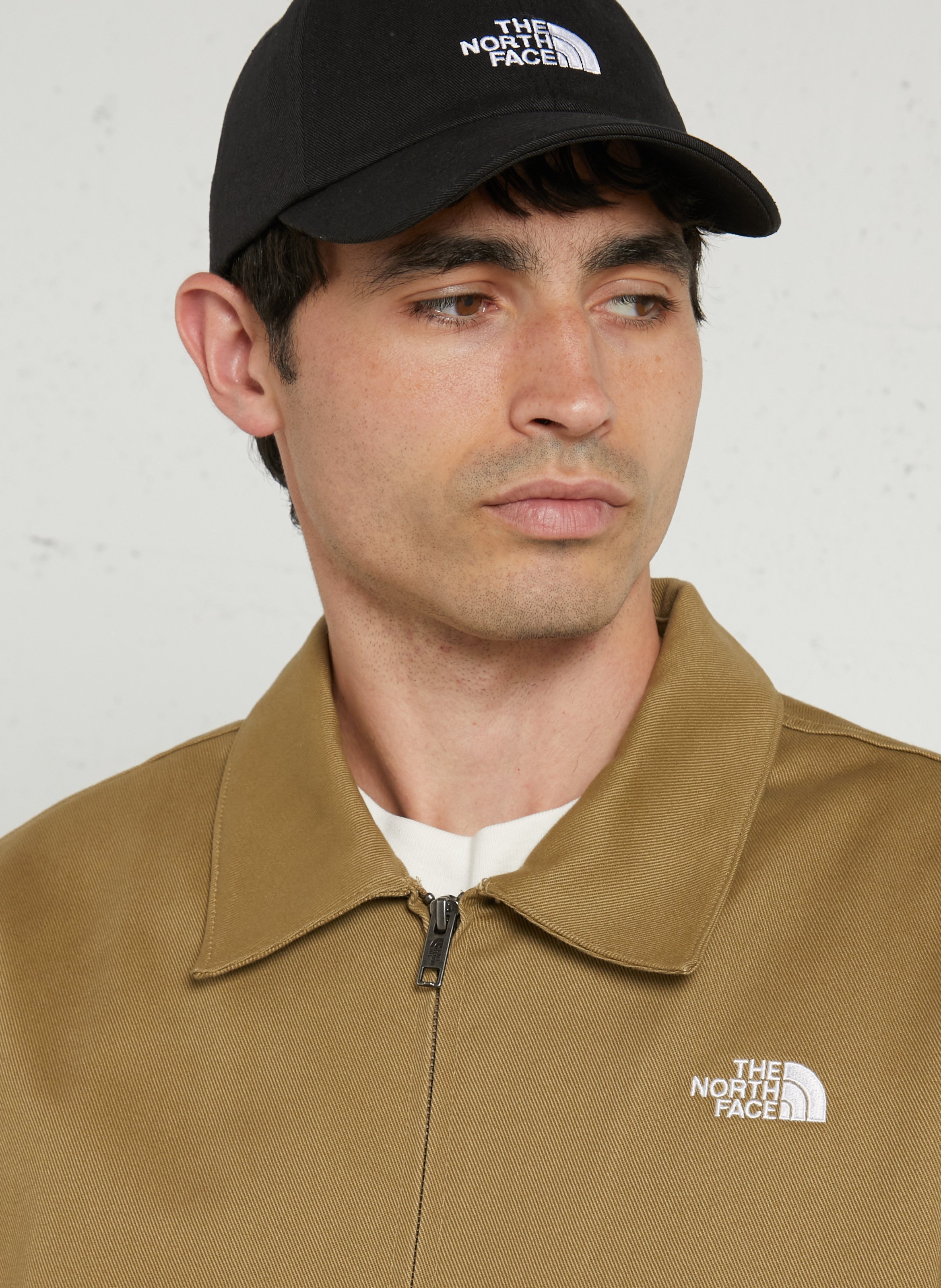 Solid color straight zip-up cotton jacket THE NORTH FACE Brown