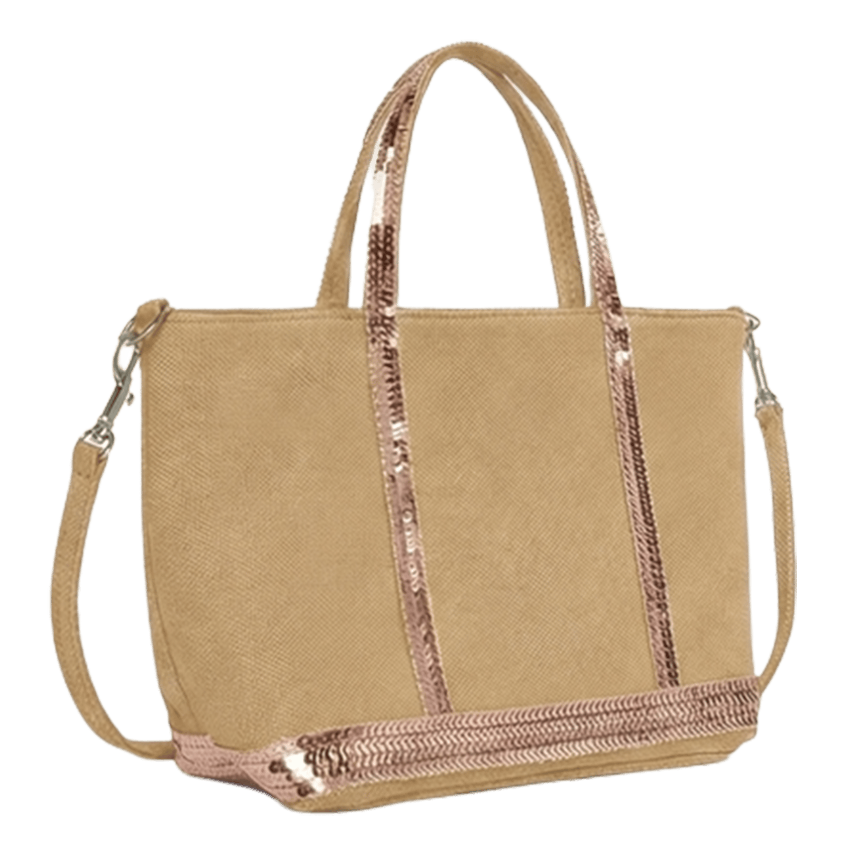 Cabas XS à sequins en lin VANESSA BRUNO Marron