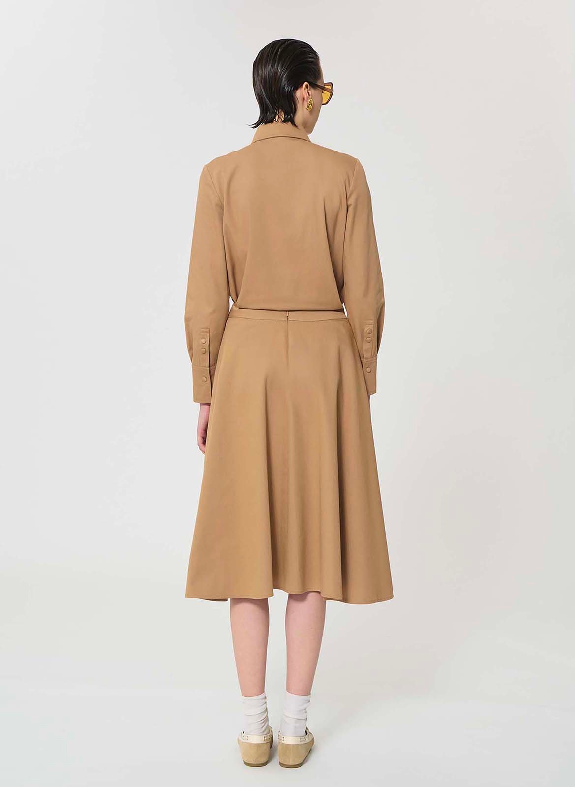 Jupe midi évasée en coton TARA JARMON Marron