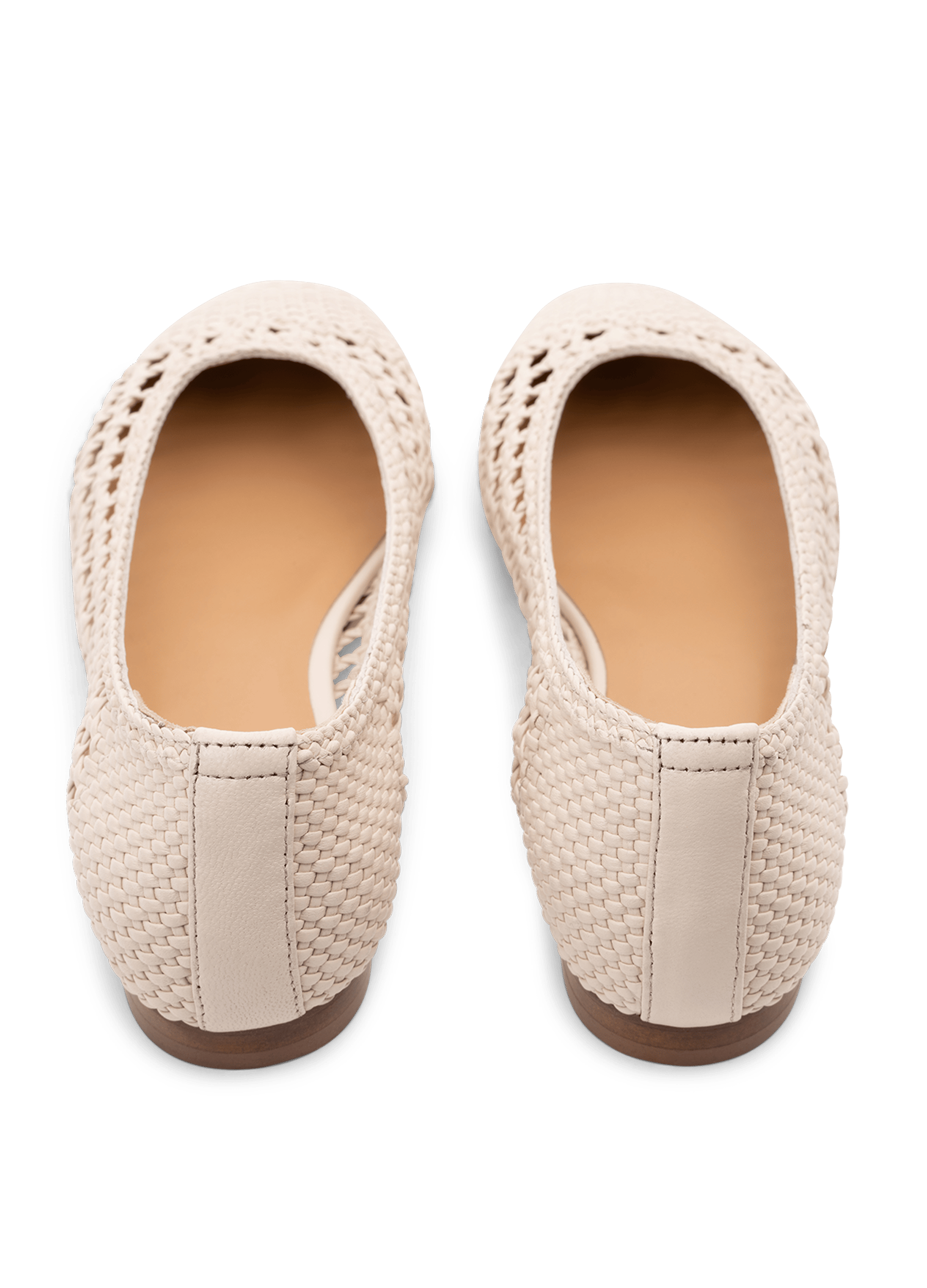 Braided nappa leather ballet flats in latte PARALLELE PARIS White