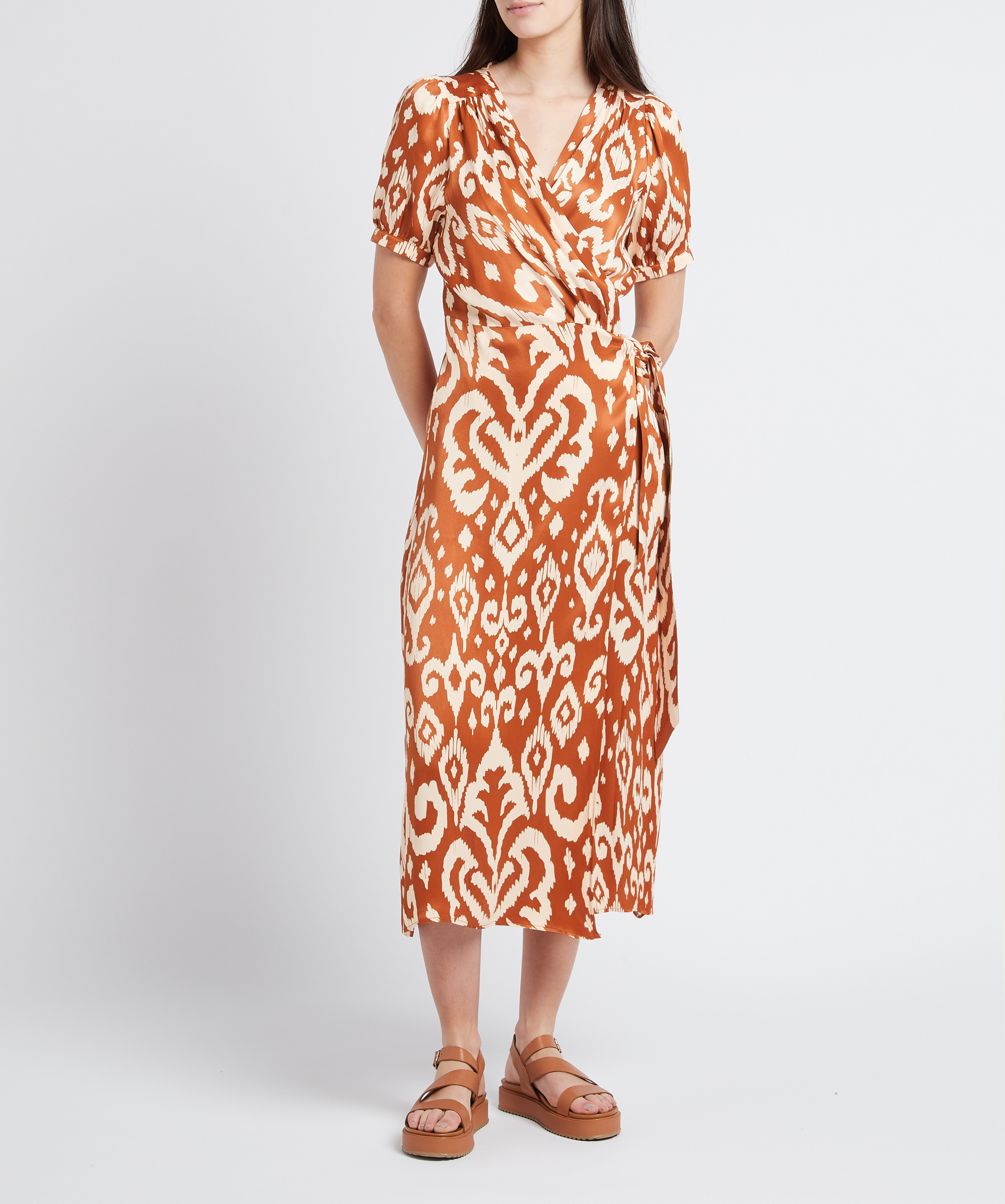 Long printed wrap dress LA PETITE ETOILE Brown