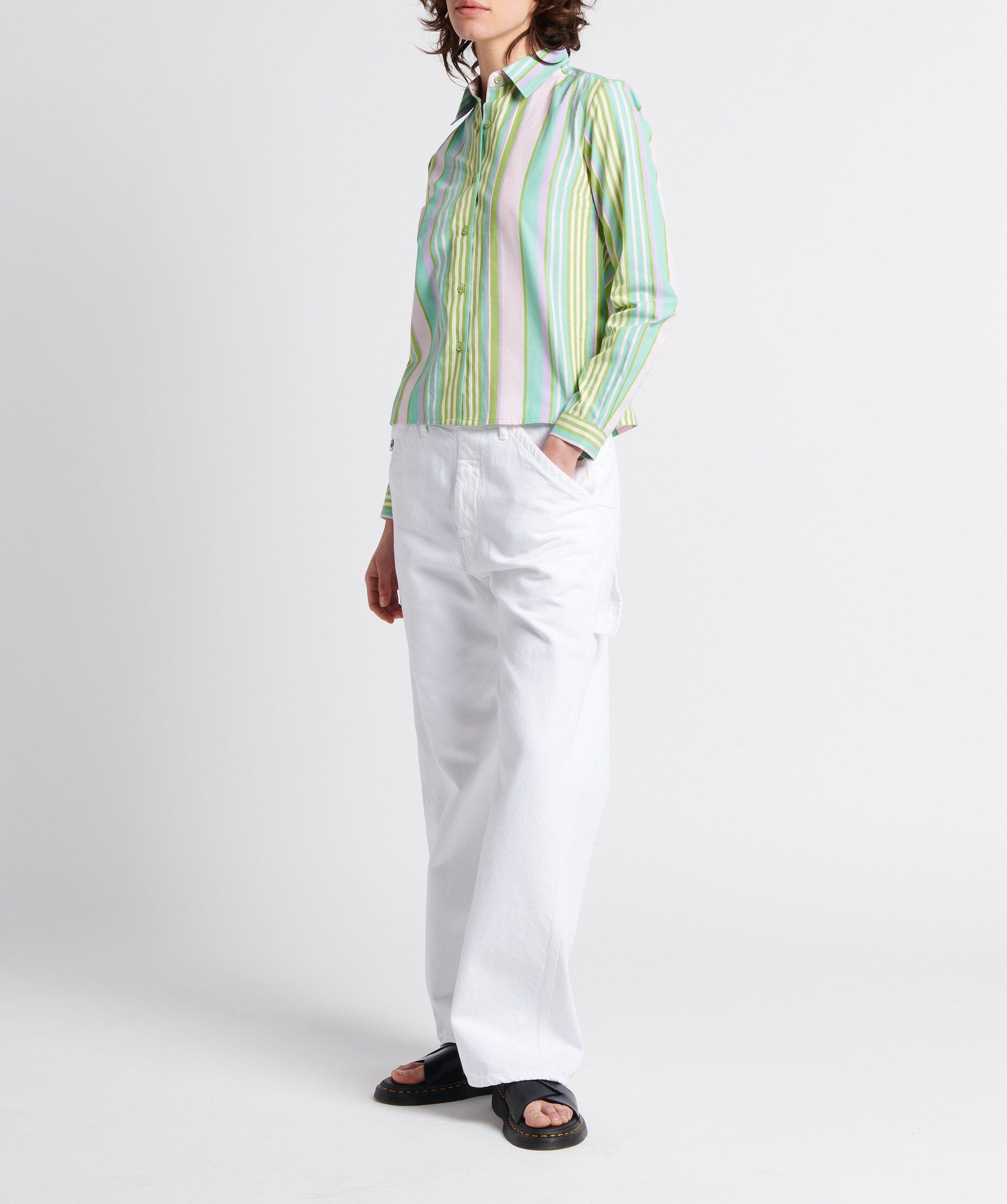 Camisa de algodón a rayas con cuello clásico LAURENCE BRAS Azul