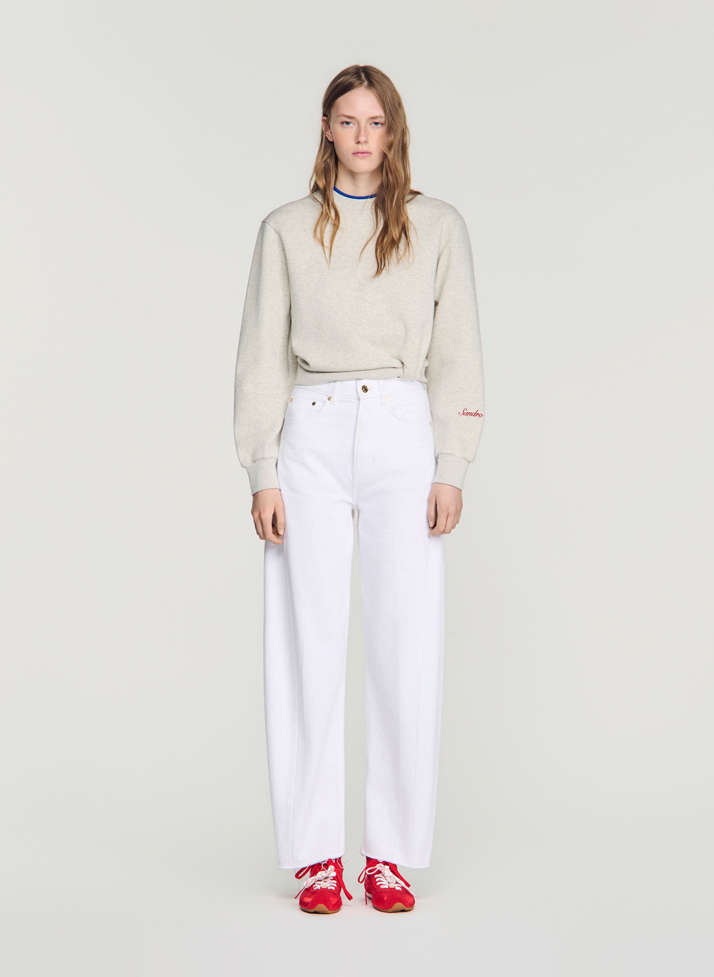 Jean droit en coton SANDRO Blanc