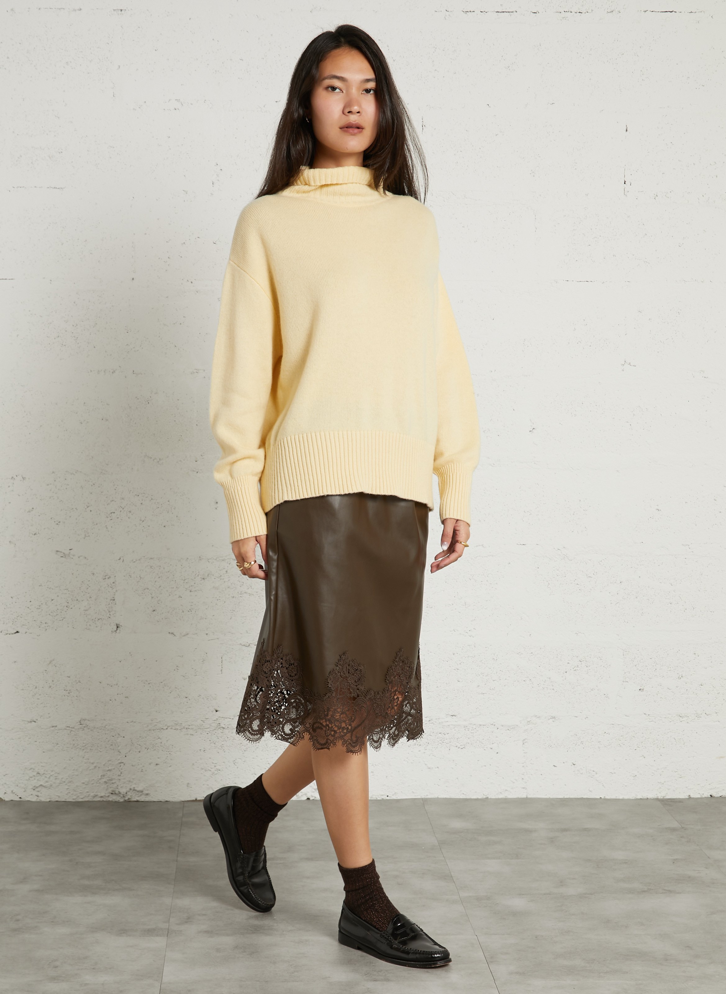 Flared lace mini skirt SUNCOO Khaki