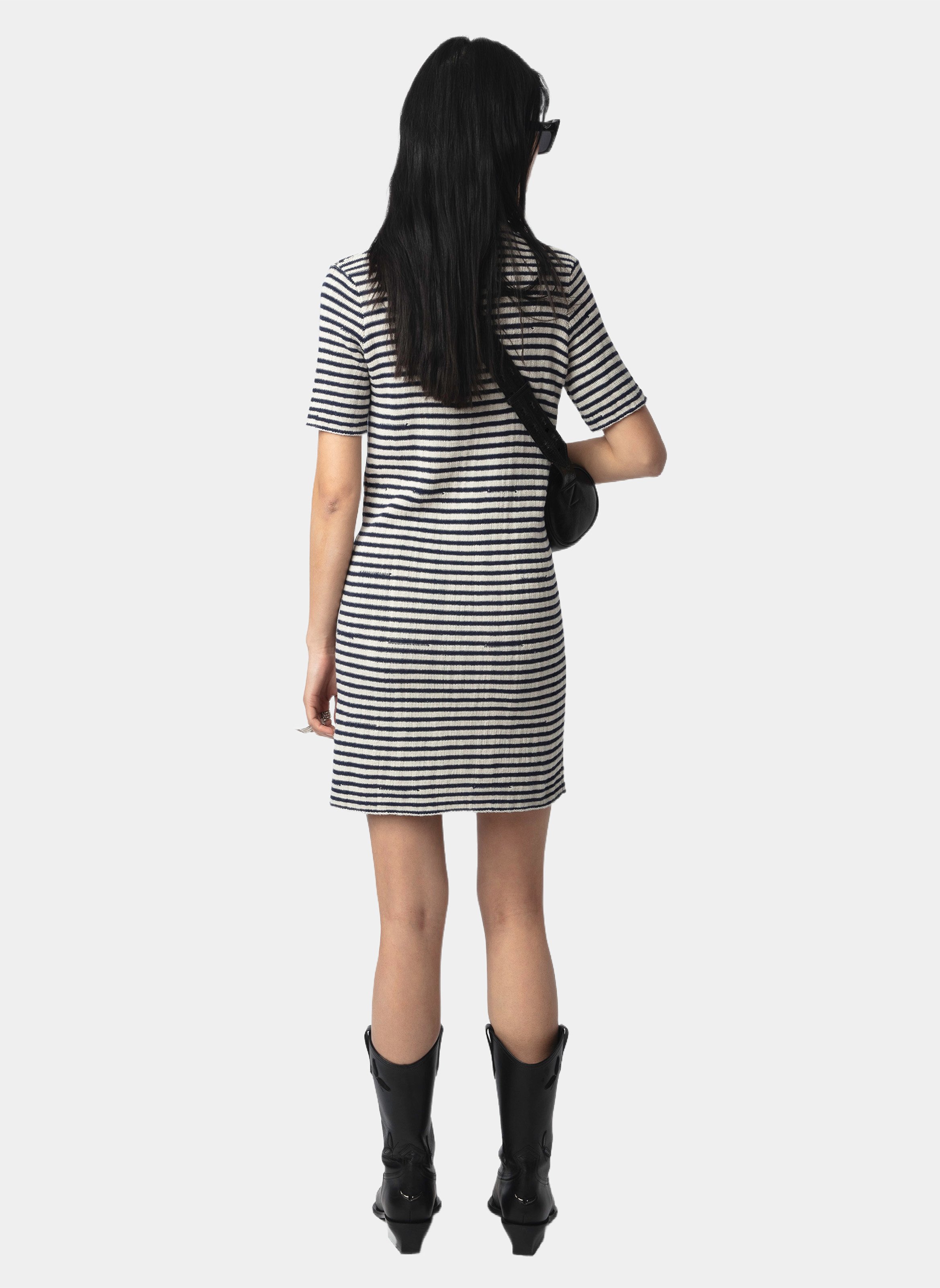 Robe courte col rond à rayures ZADIG&VOLTAIRE Bleu