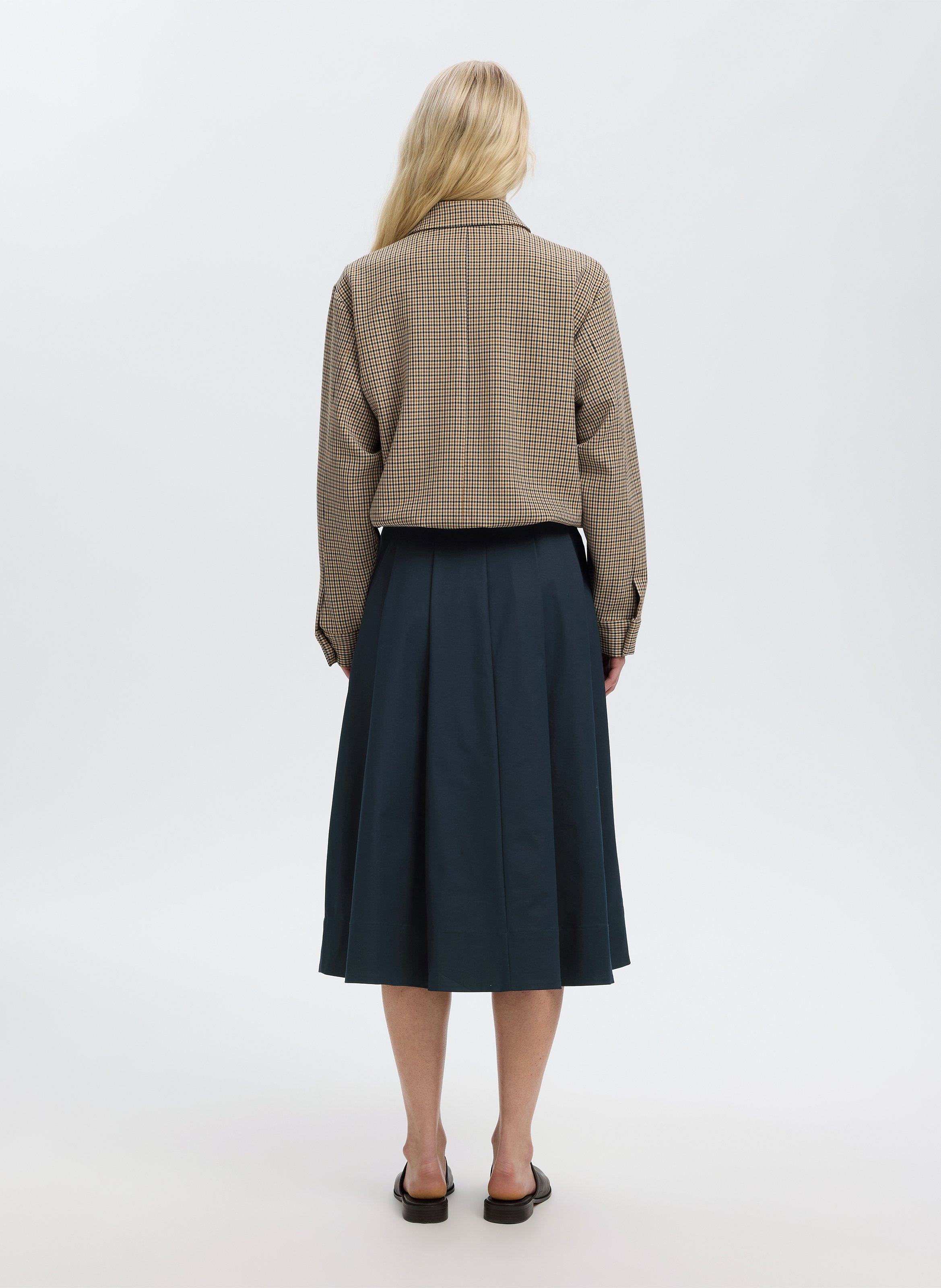 Jupe midi évasée en coton bio mélangé SELECTED Bleu