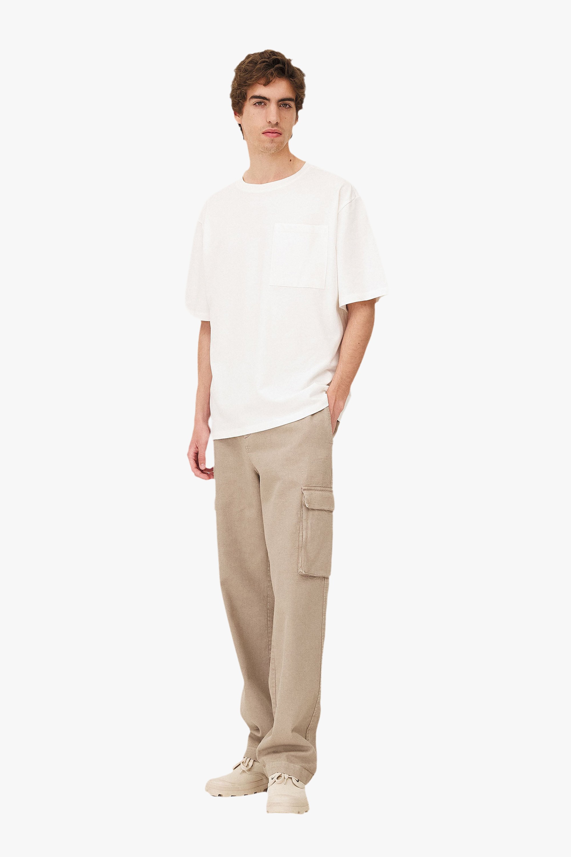 Wide military cargo pants Noyoco Beige